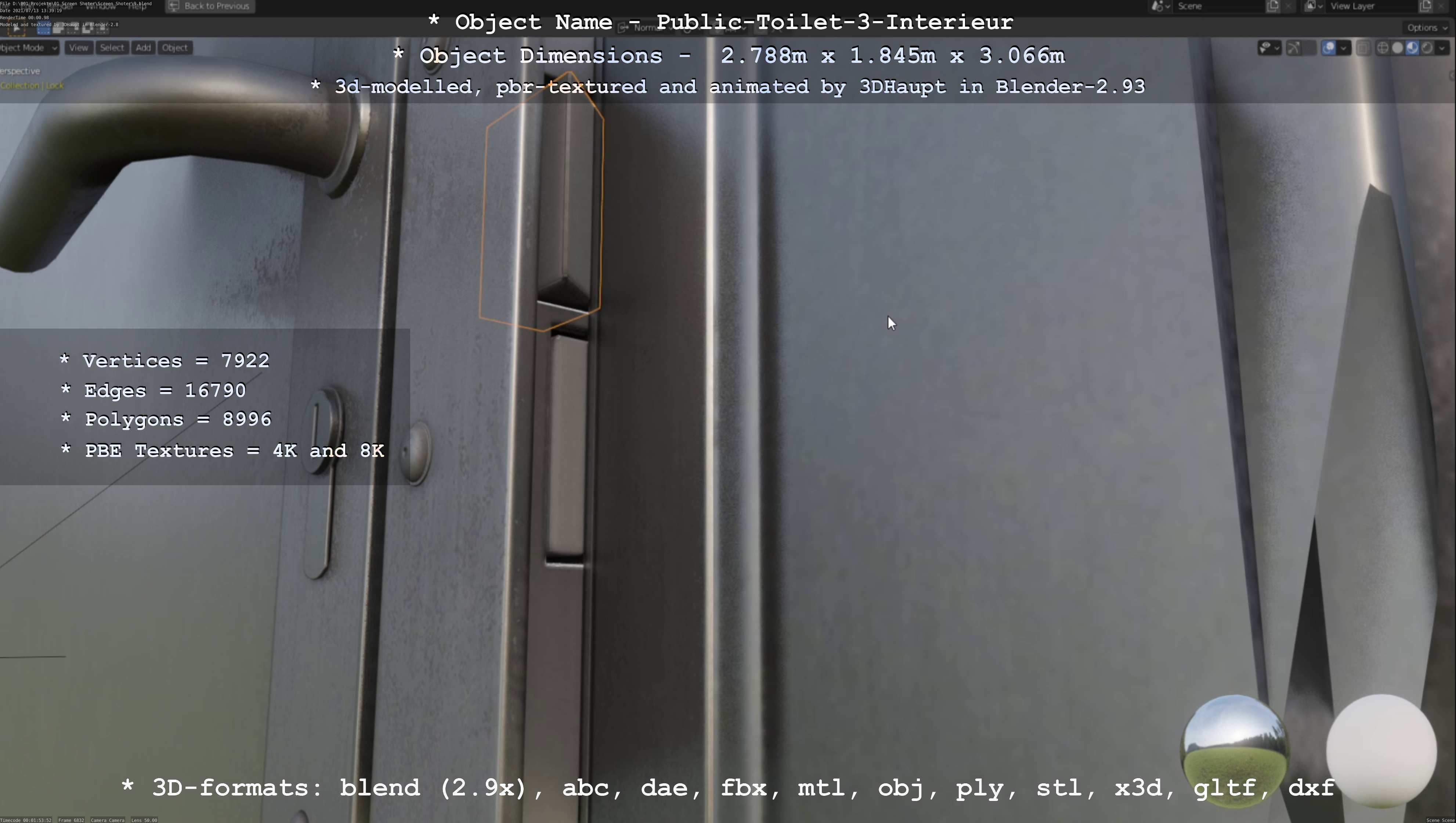 Public Toilet Version 3 - Interior Low-poly 3D model_28