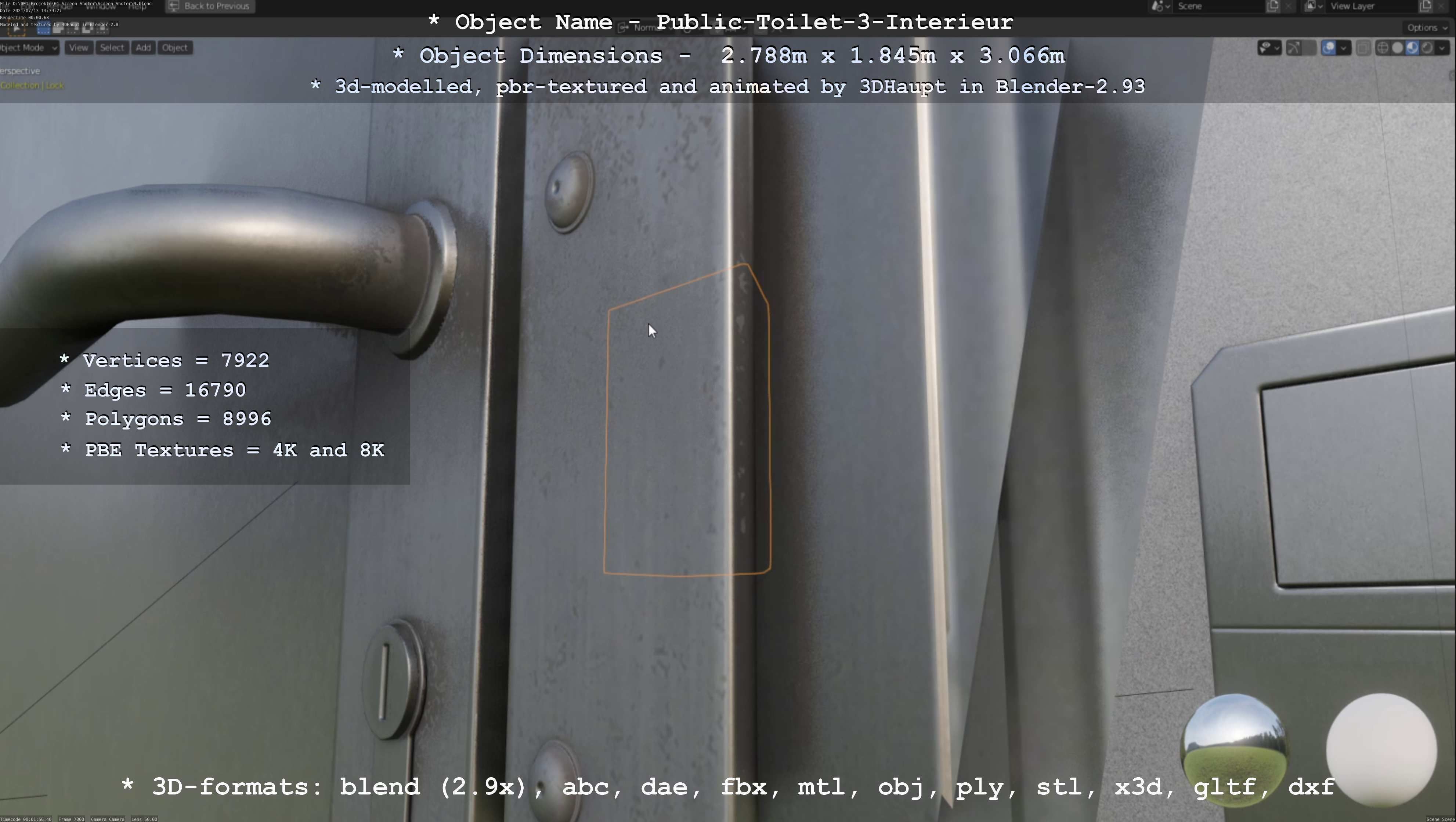 Public Toilet Version 3 - Interior Low-poly 3D model_29