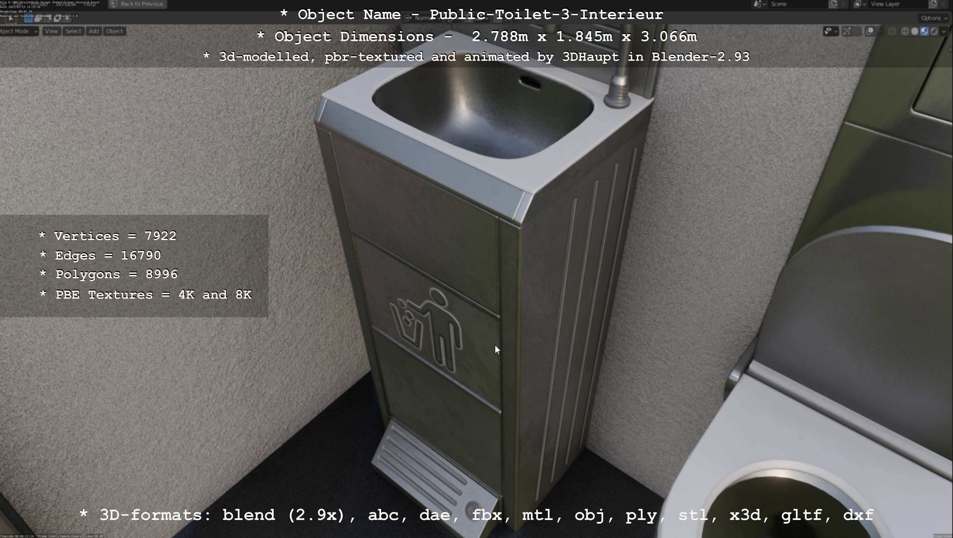 Public Toilet Version 3 - Interior Low-poly 3D model_65