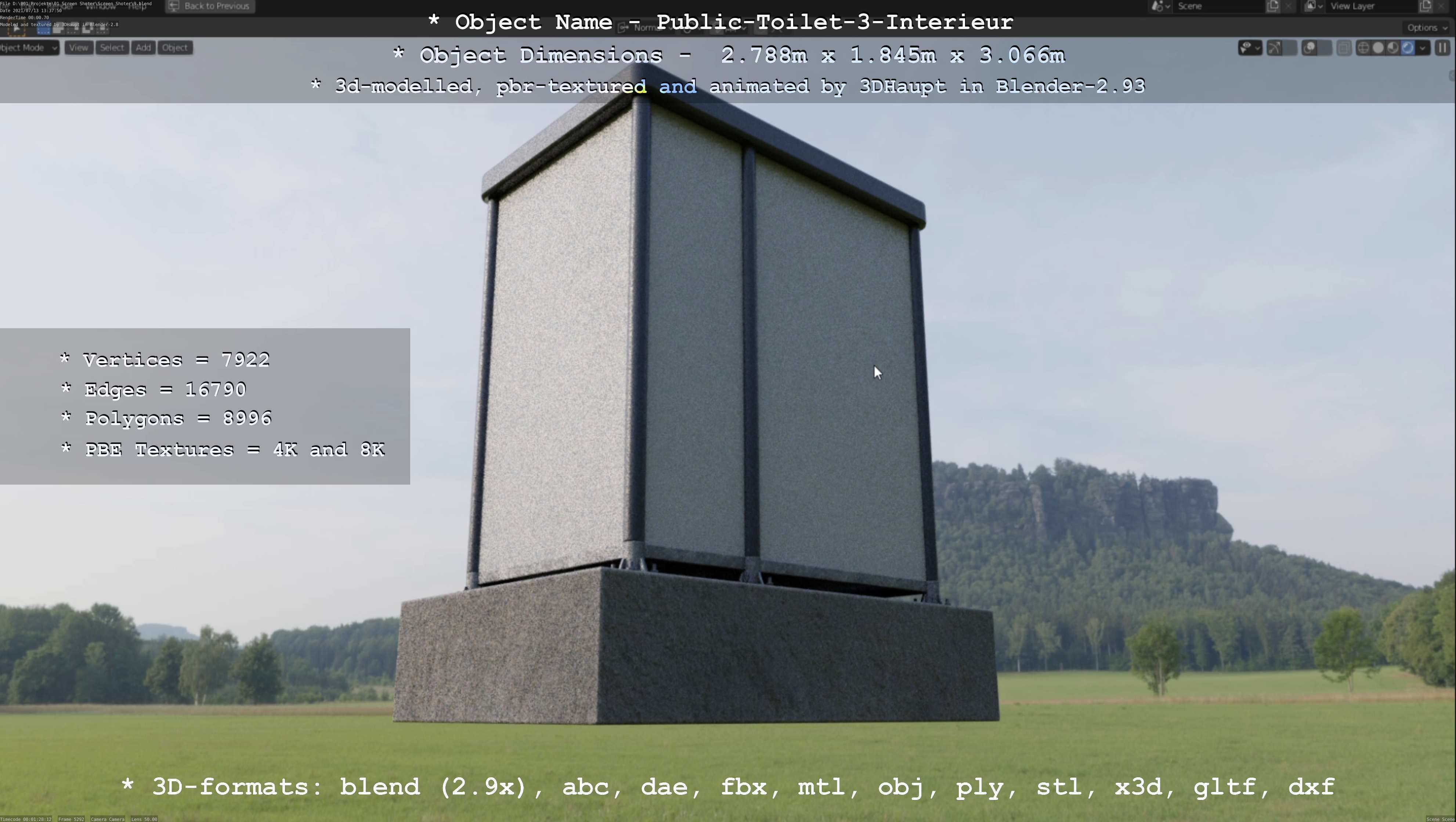 Public Toilet Version 3 - Interior Low-poly 3D model_90