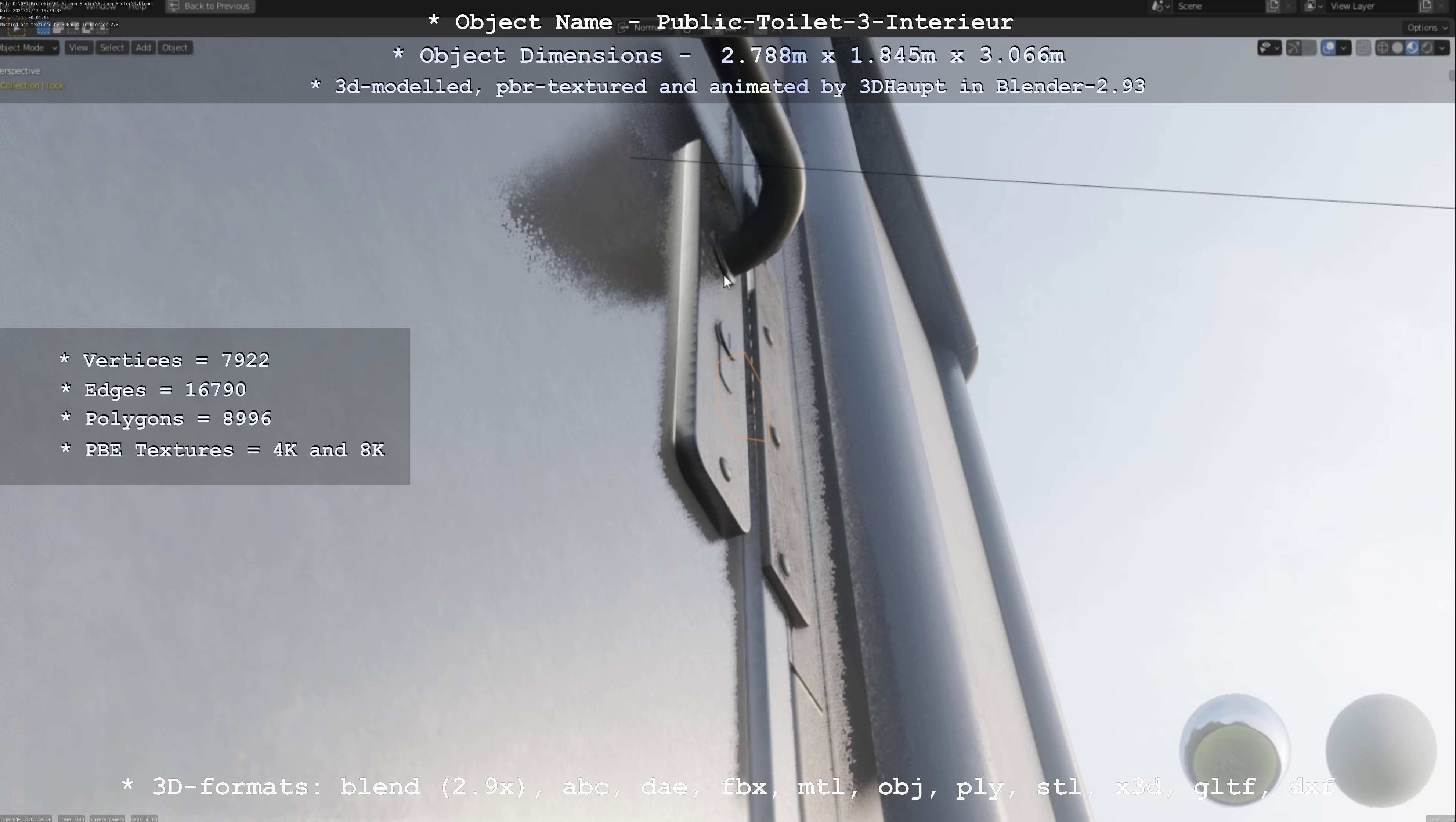 Public Toilet Version 3 - Interior Low-poly 3D model_98