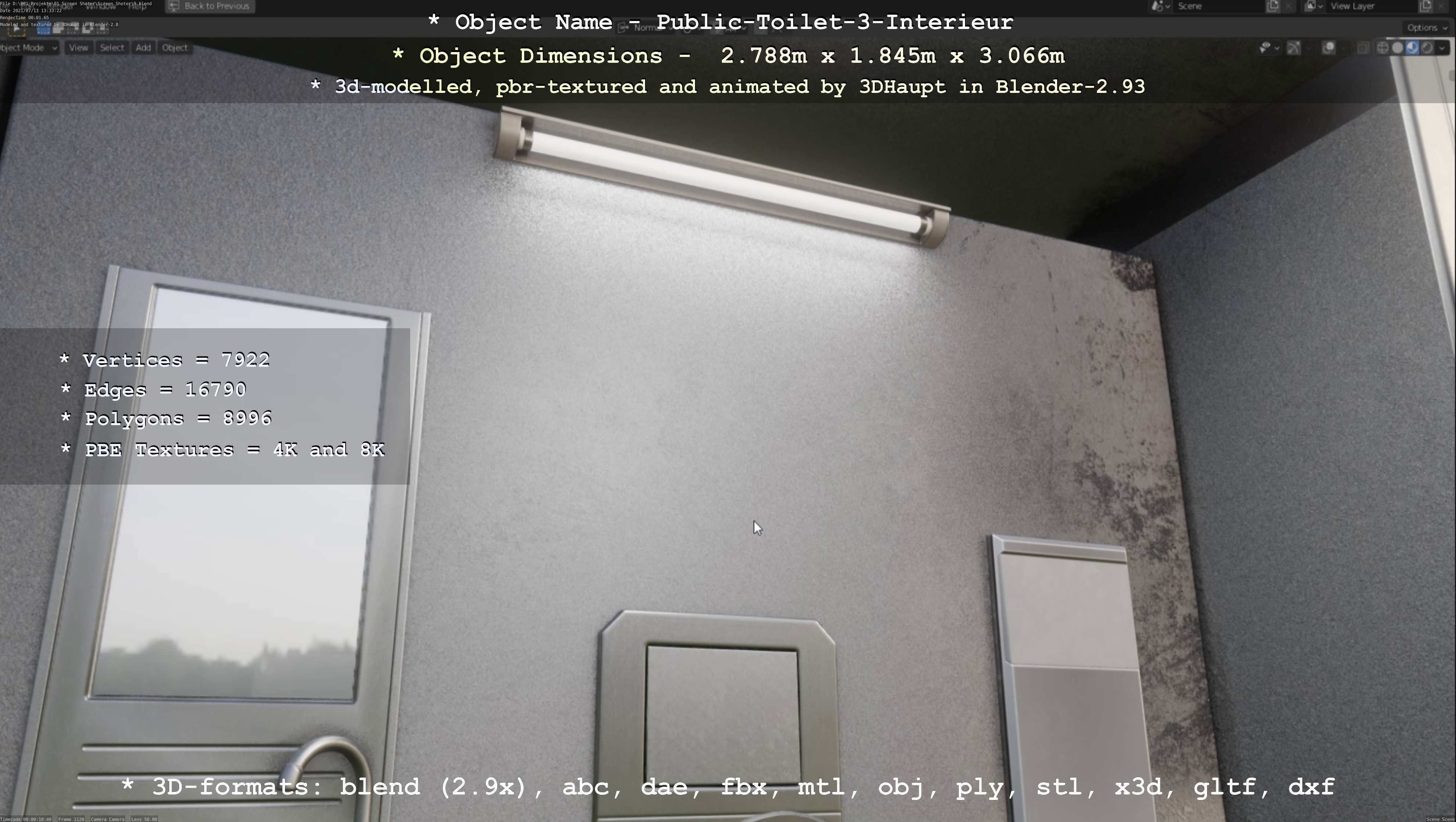 Public Toilet Version 3 - Interior Low-poly 3D model_103