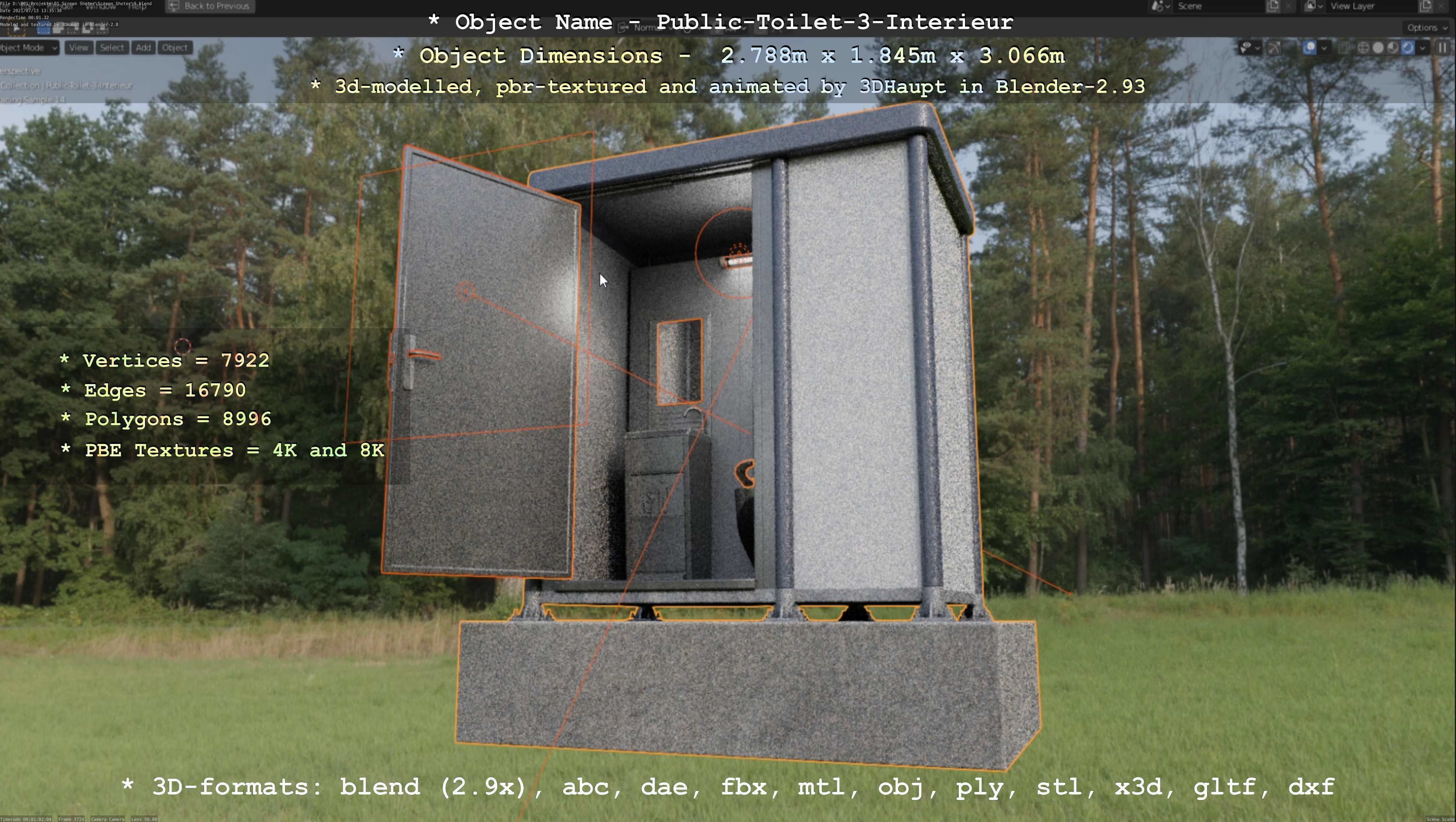 Public Toilet Version 3 - Interior Low-poly 3D model_120