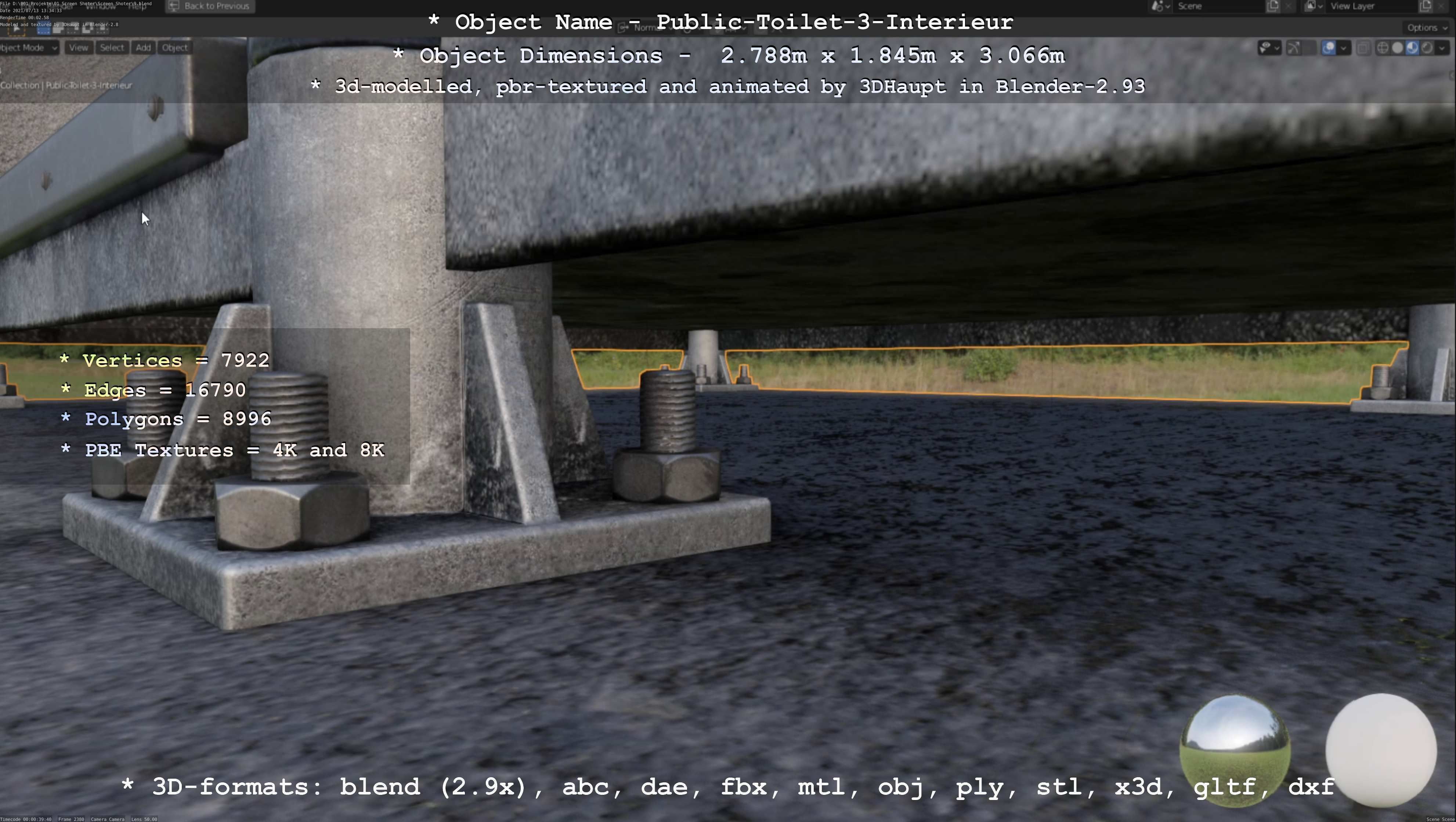 Public Toilet Version 3 - Interior Low-poly 3D model_58