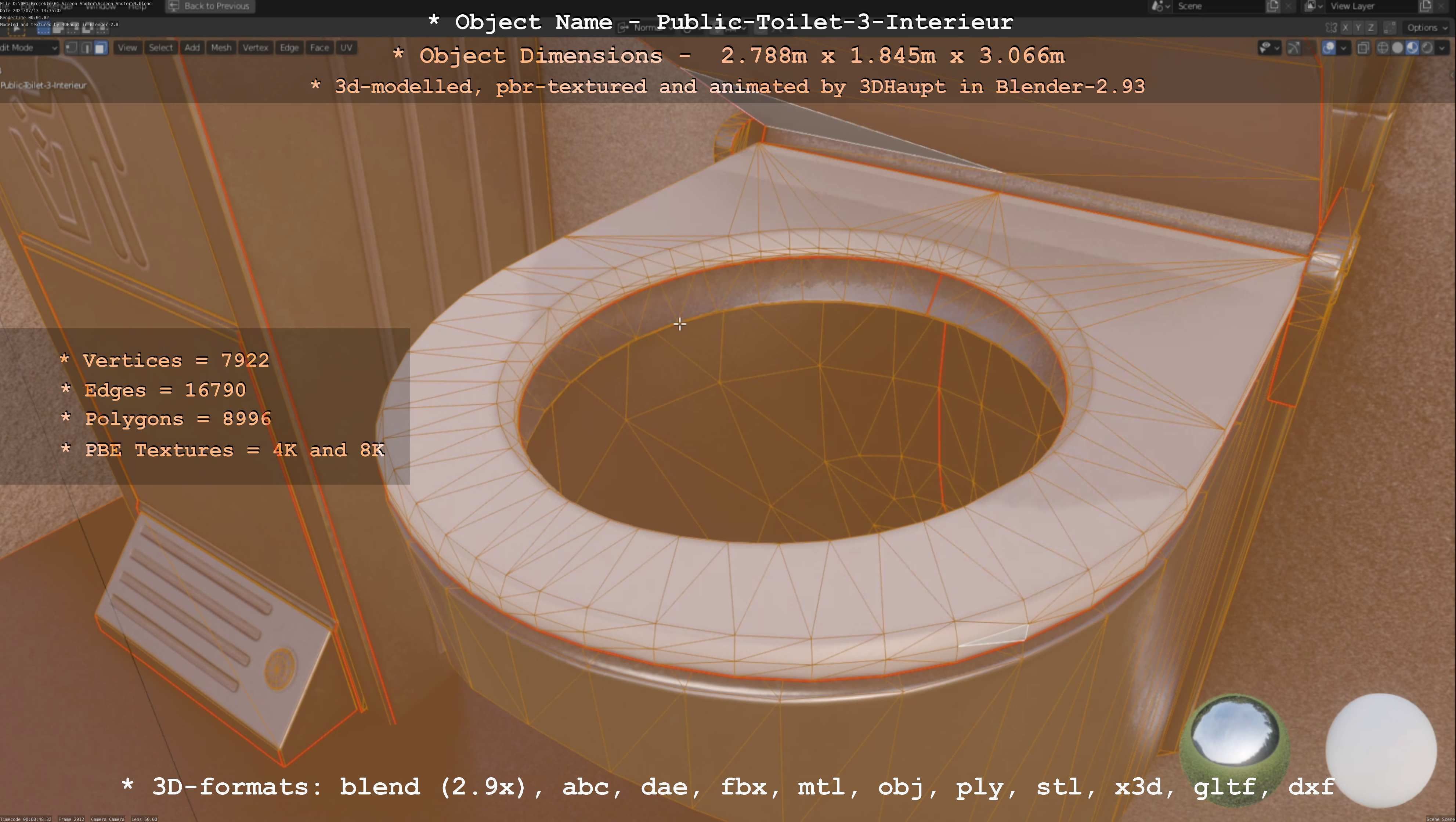 Public Toilet Version 3 - Interior Low-poly 3D model_61