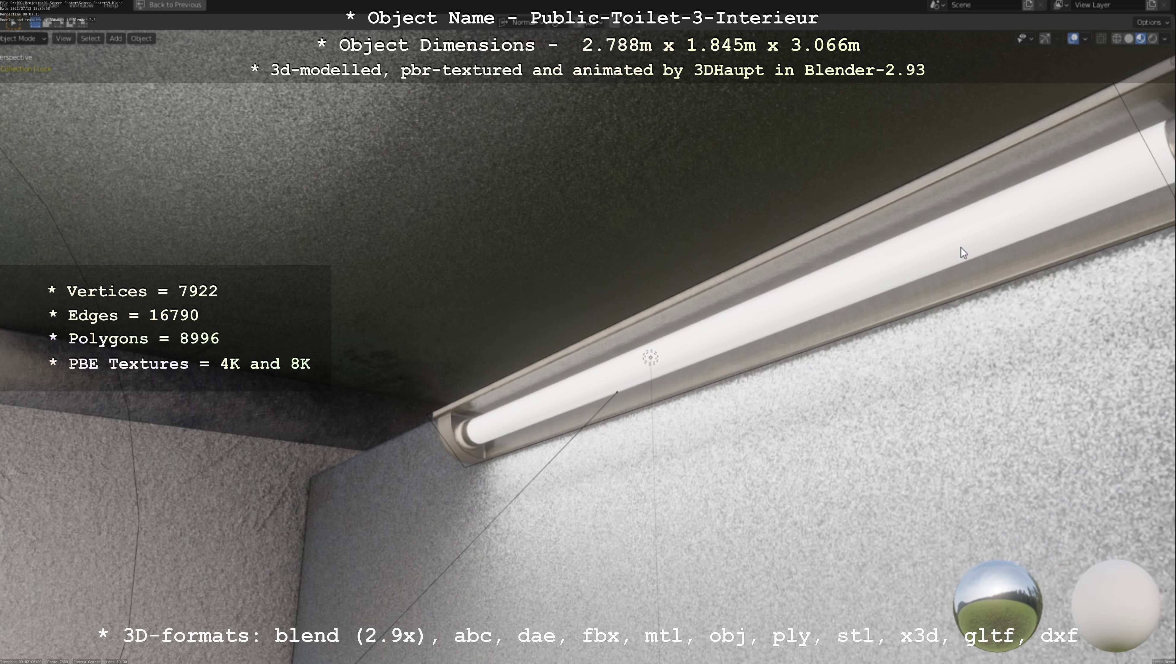 Public Toilet Version 3 - Interior Low-poly 3D model_36