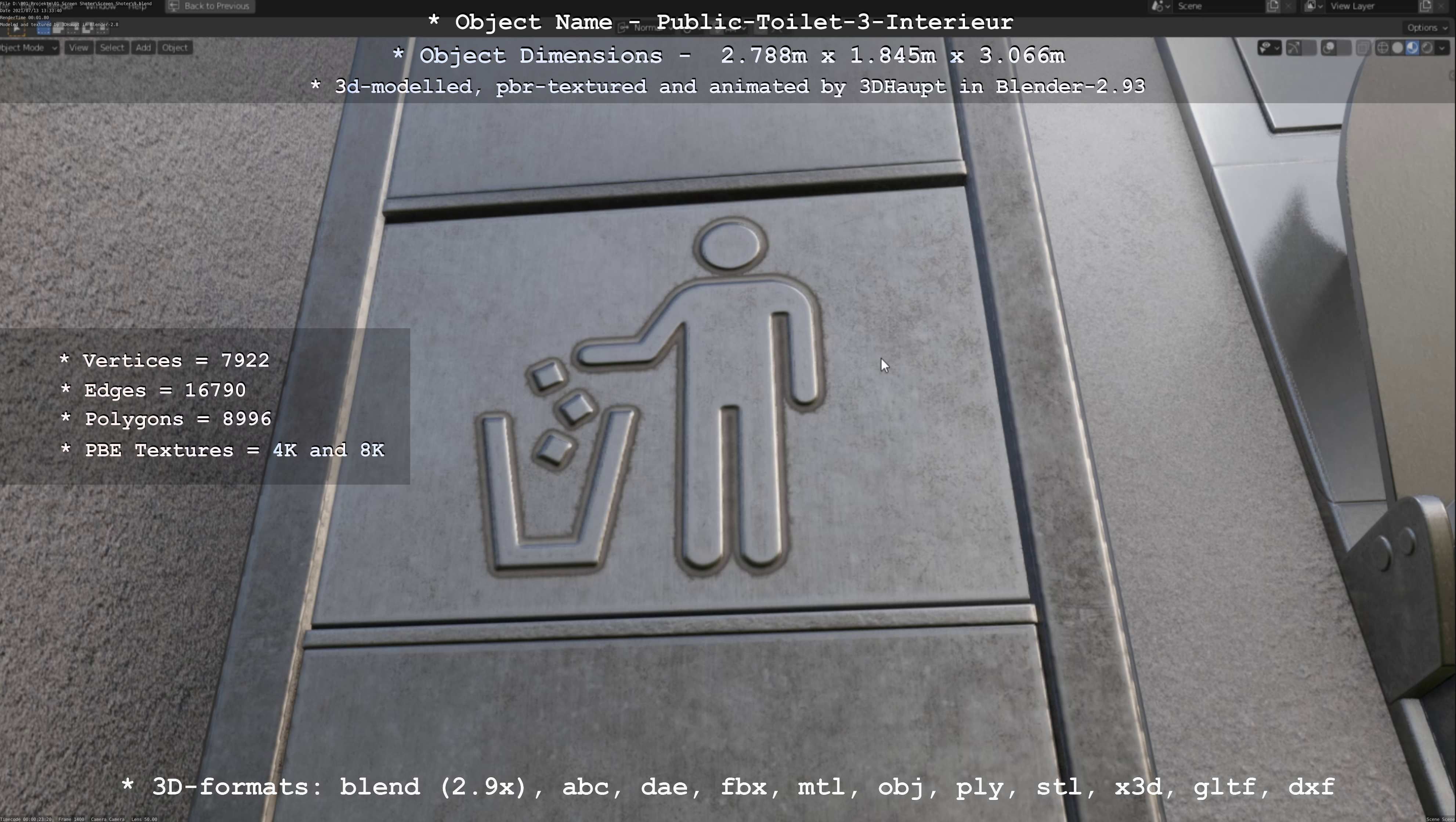 Public Toilet Version 3 - Interior Low-poly 3D model_52