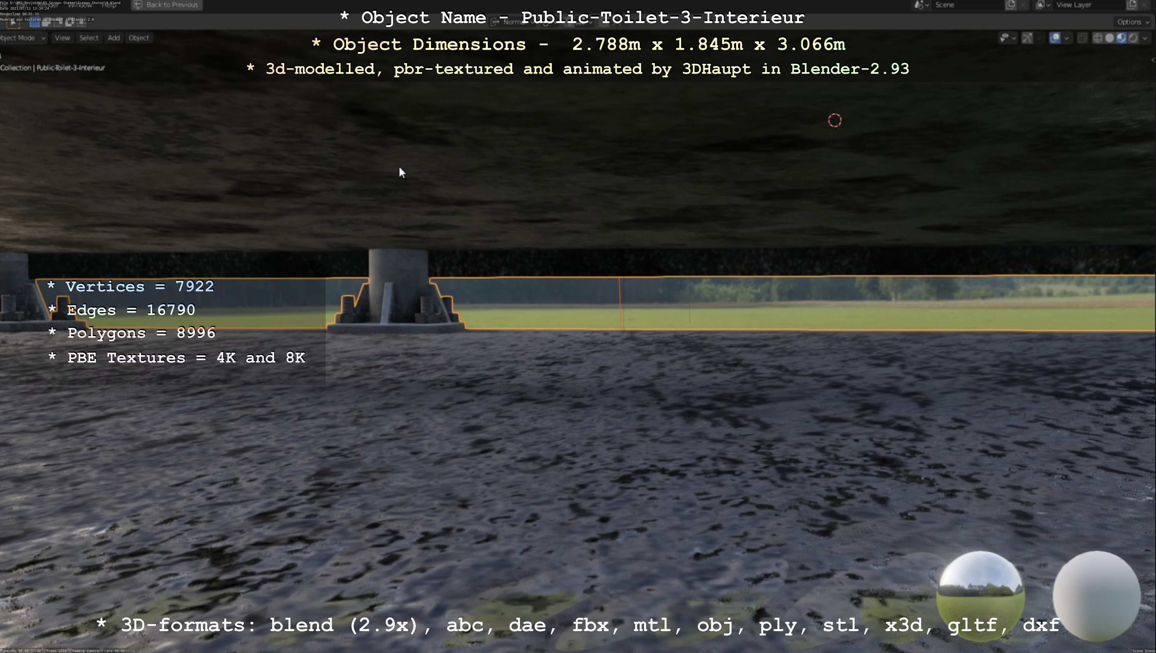 Public Toilet Version 3 - Interior Low-poly 3D model_115