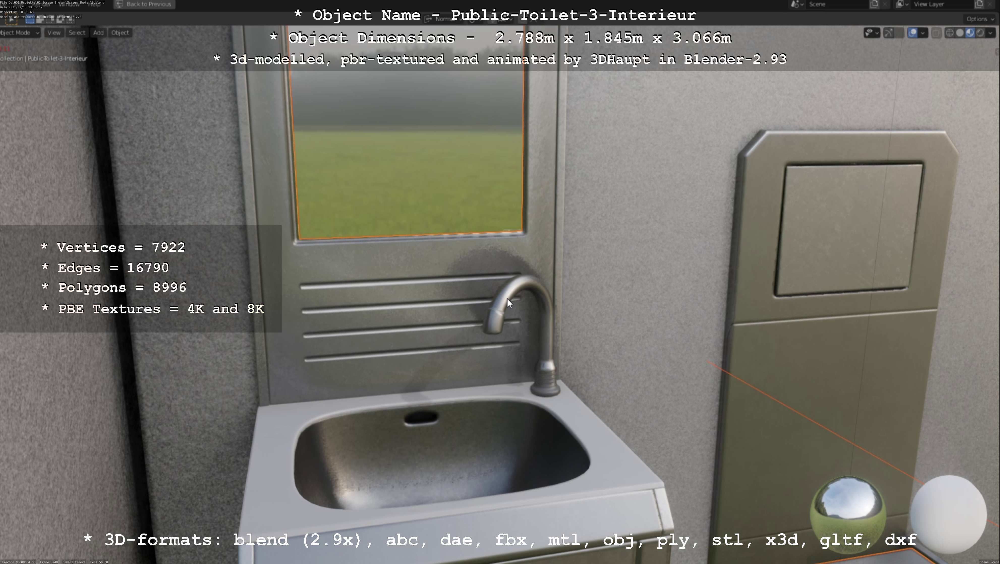 Public Toilet Version 3 - Interior Low-poly 3D model_69