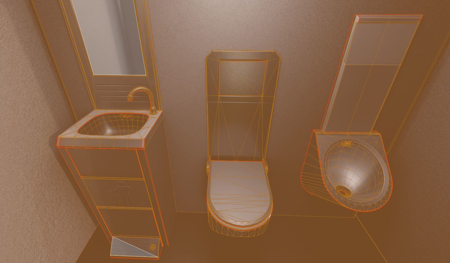 Public Toilet Version 3 - Interior Low-poly 3D model_13