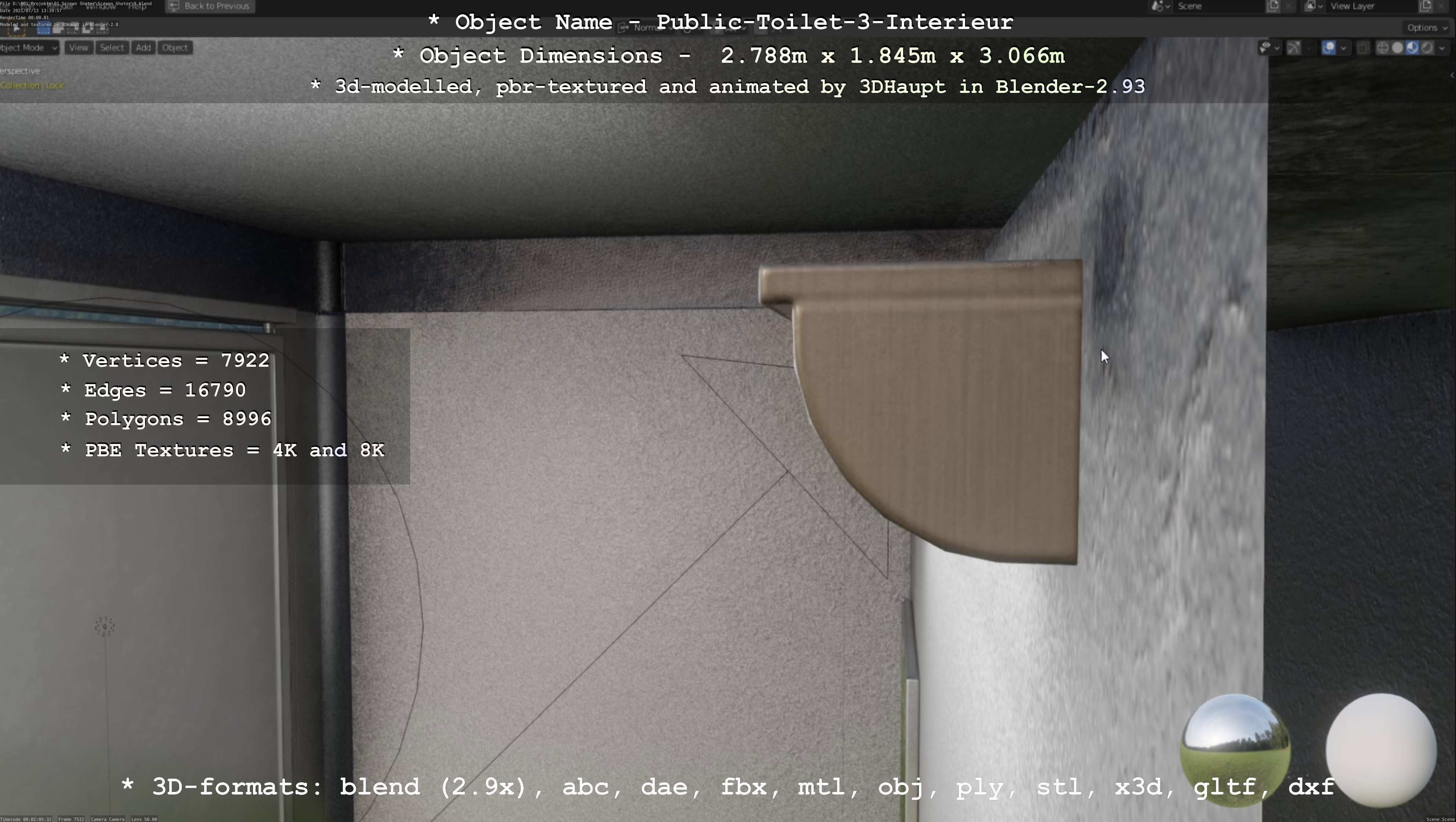 Public Toilet Version 3 - Interior Low-poly 3D model_35