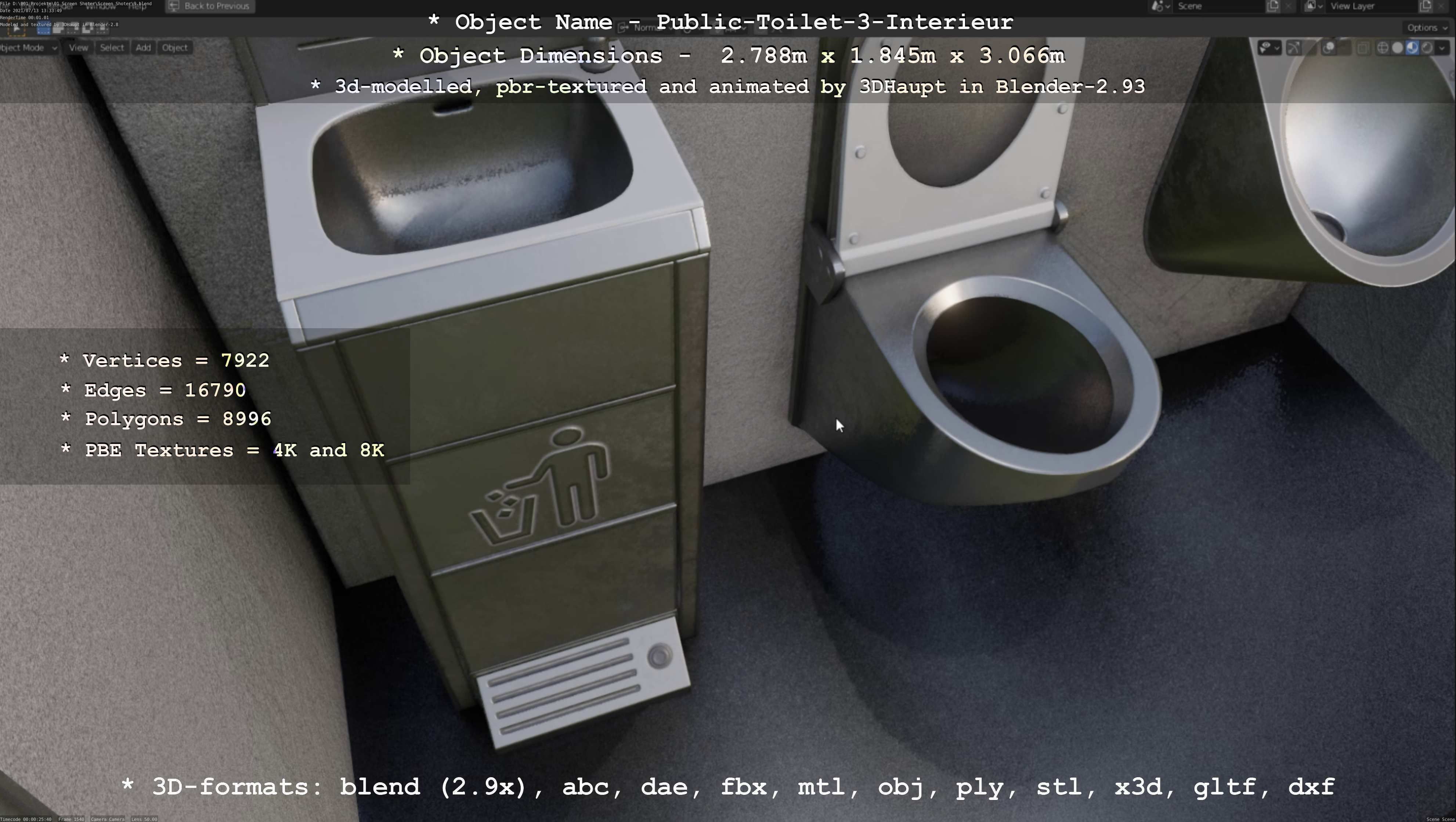 Public Toilet Version 3 - Interior Low-poly 3D model_108