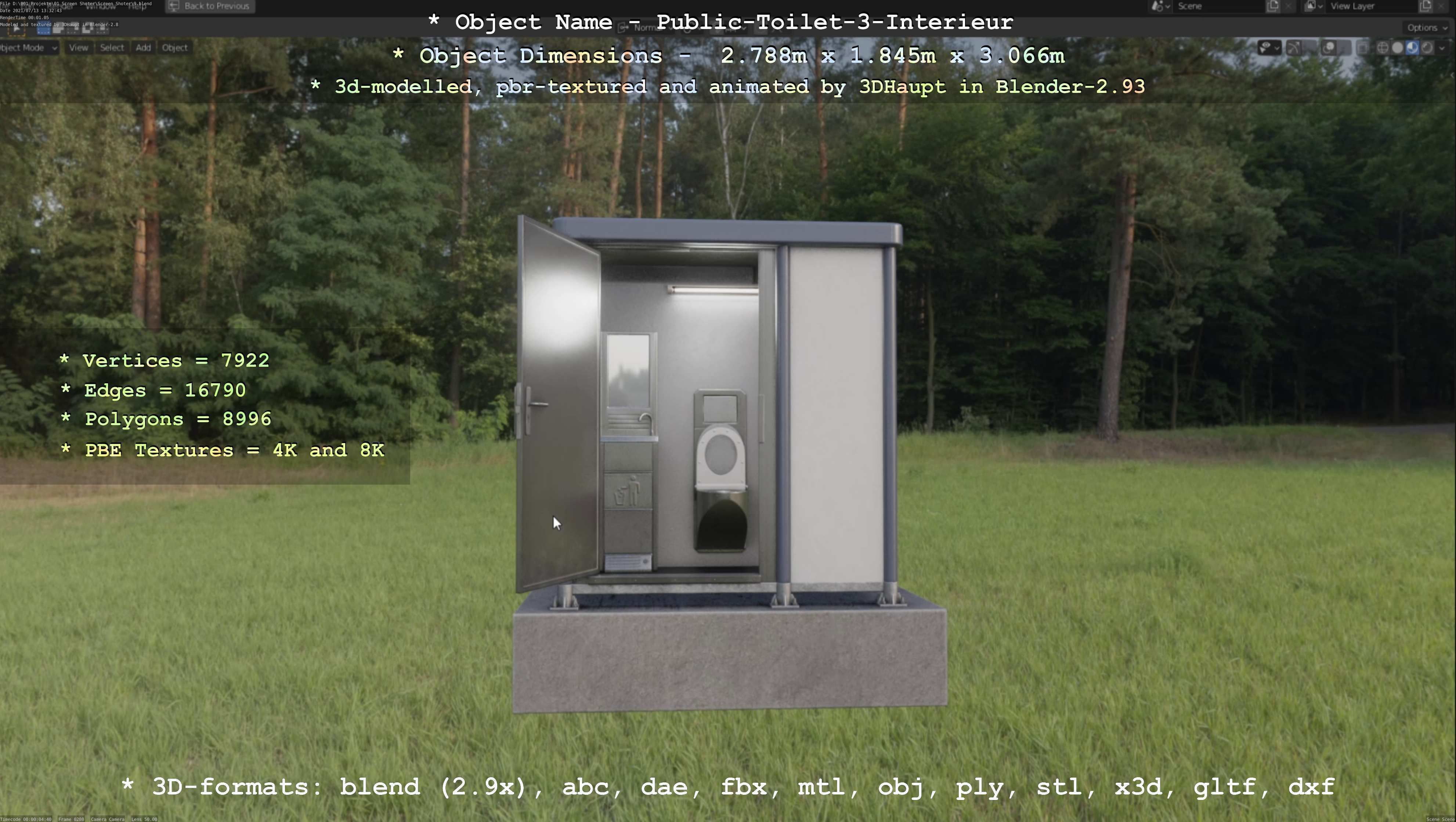 Public Toilet Version 3 - Interior Low-poly 3D model_104