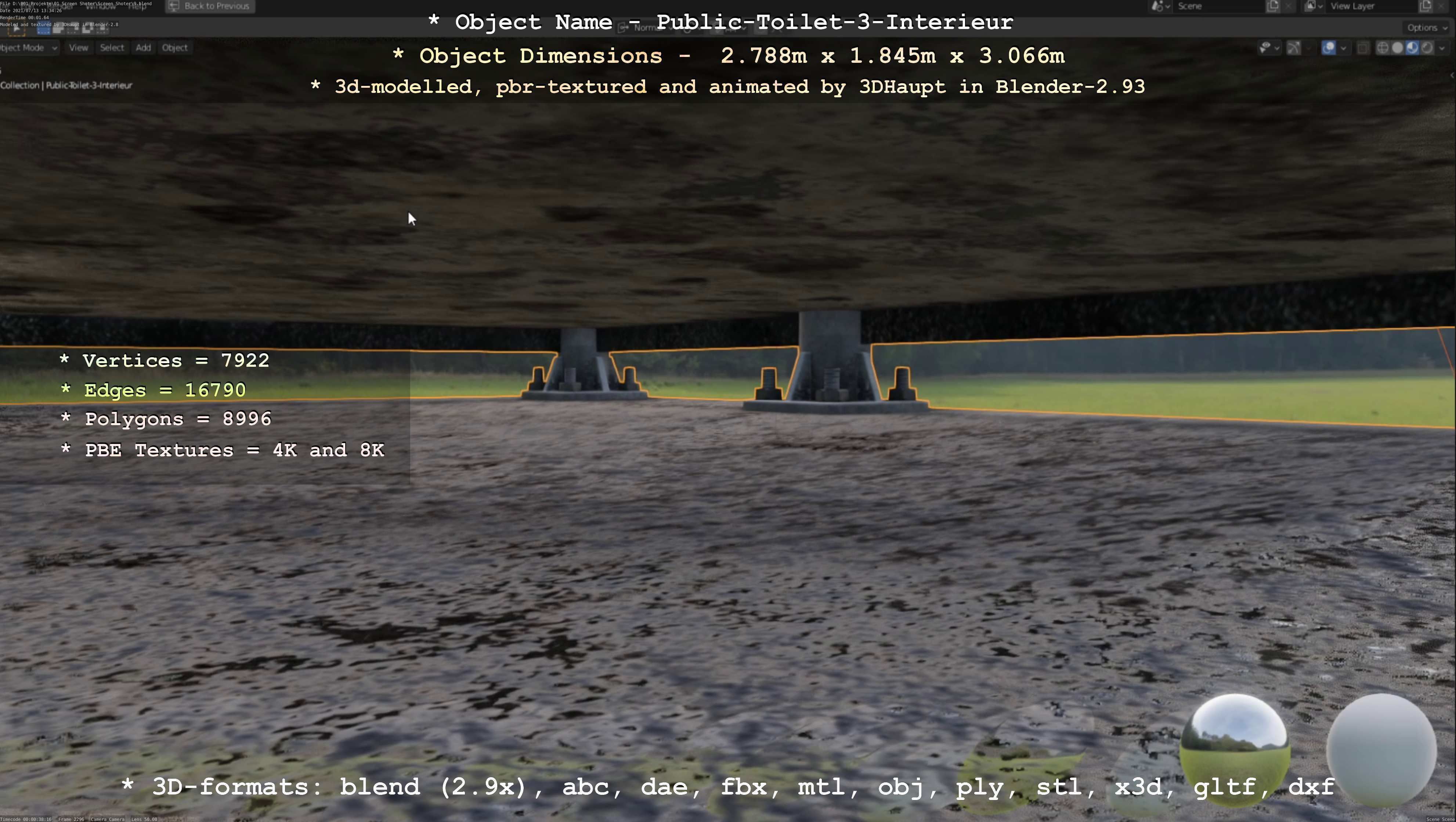 Public Toilet Version 3 - Interior Low-poly 3D model_56