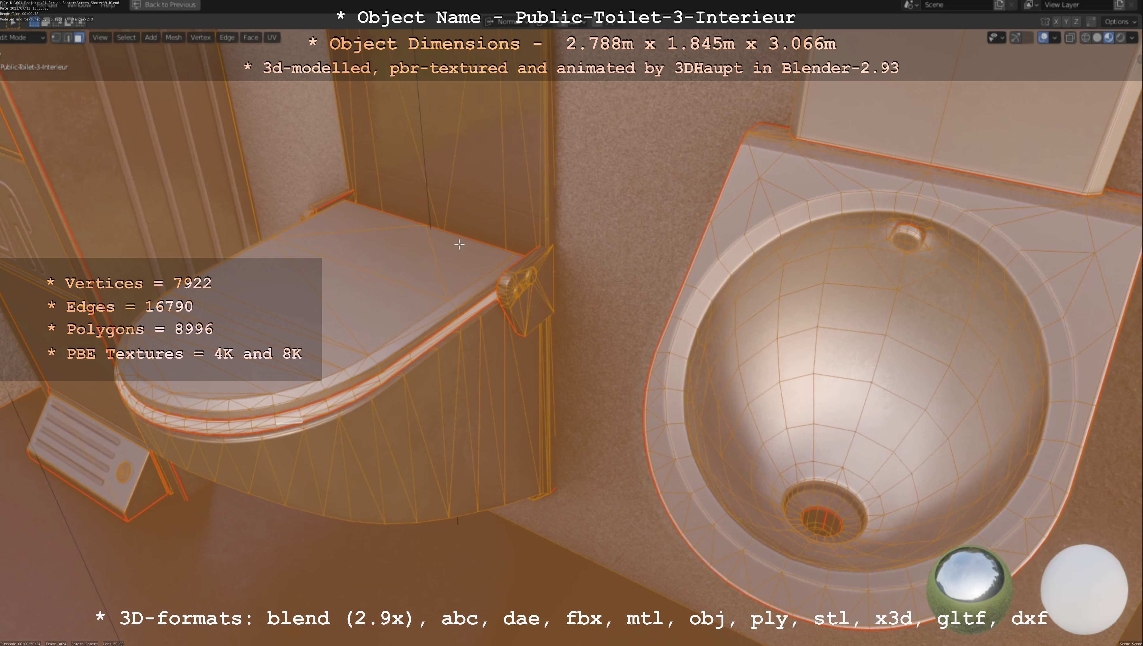 Public Toilet Version 3 - Interior Low-poly 3D model_64