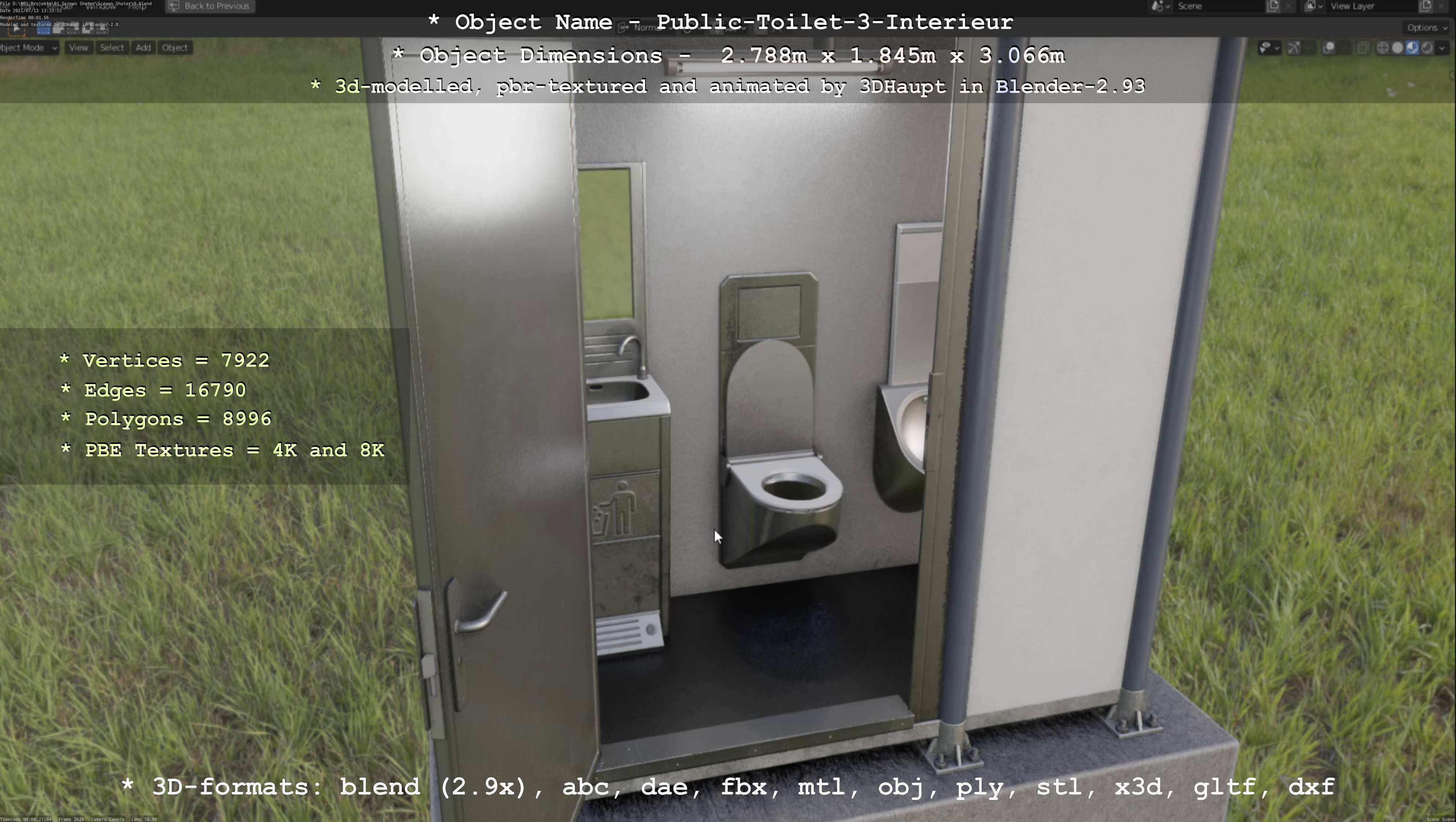 Public Toilet Version 3 - Interior Low-poly 3D model_105
