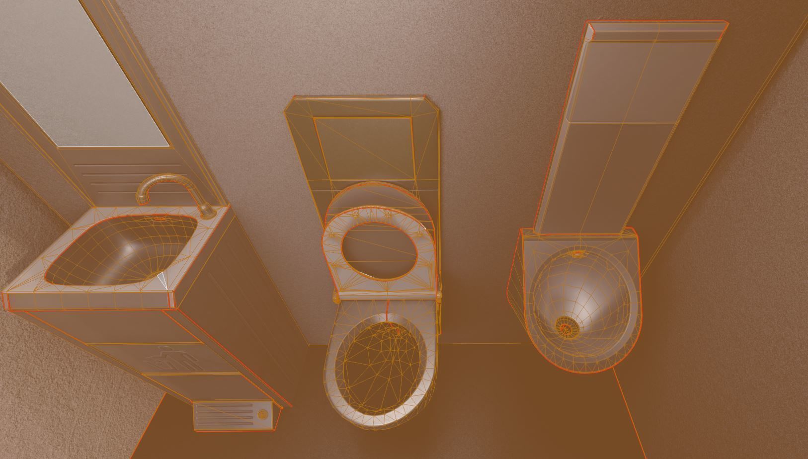 Public Toilet Version 3 - Interior Low-poly 3D model_14