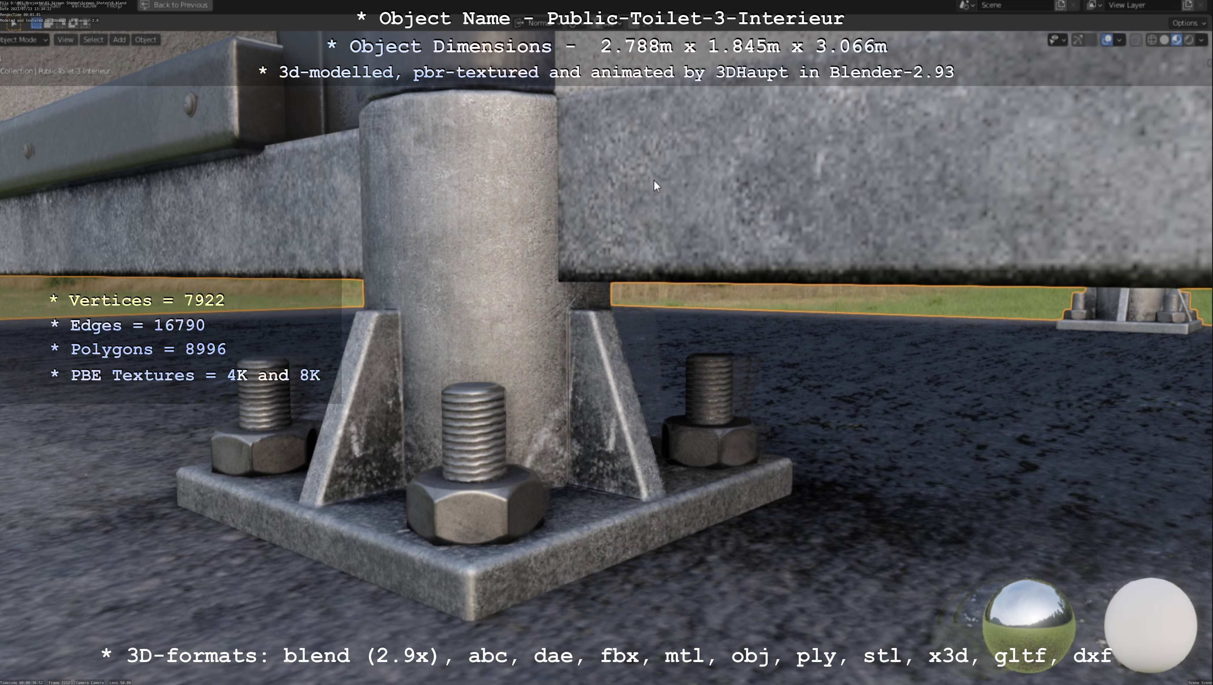 Public Toilet Version 3 - Interior Low-poly 3D model_110