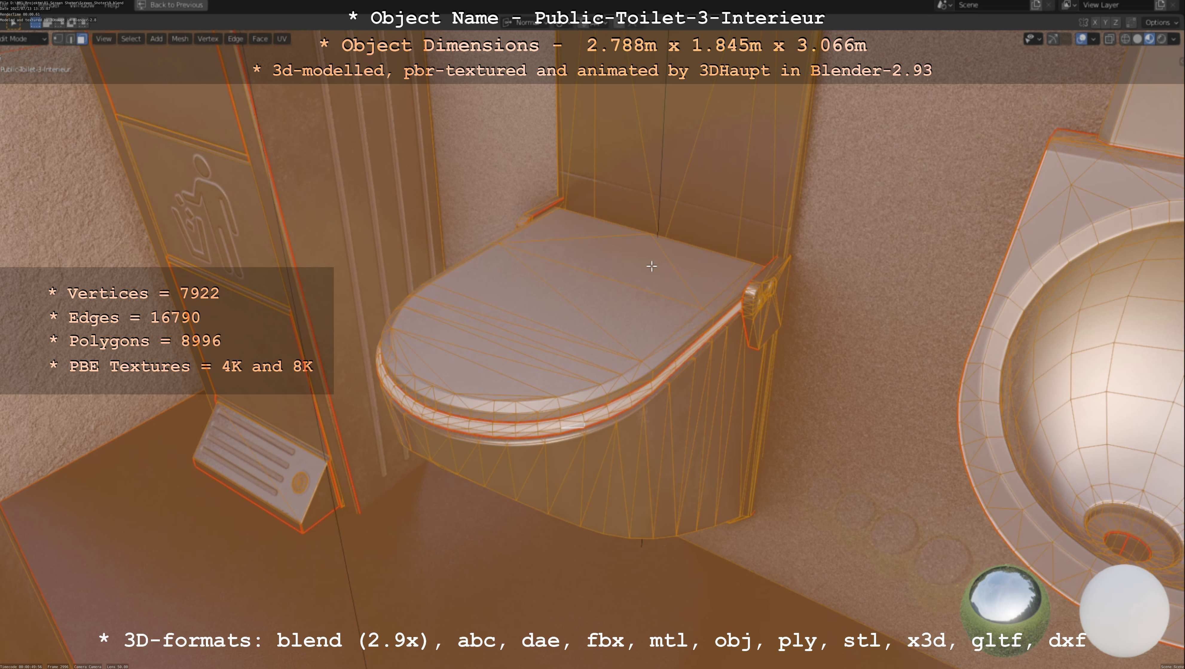 Public Toilet Version 3 - Interior Low-poly 3D model_119