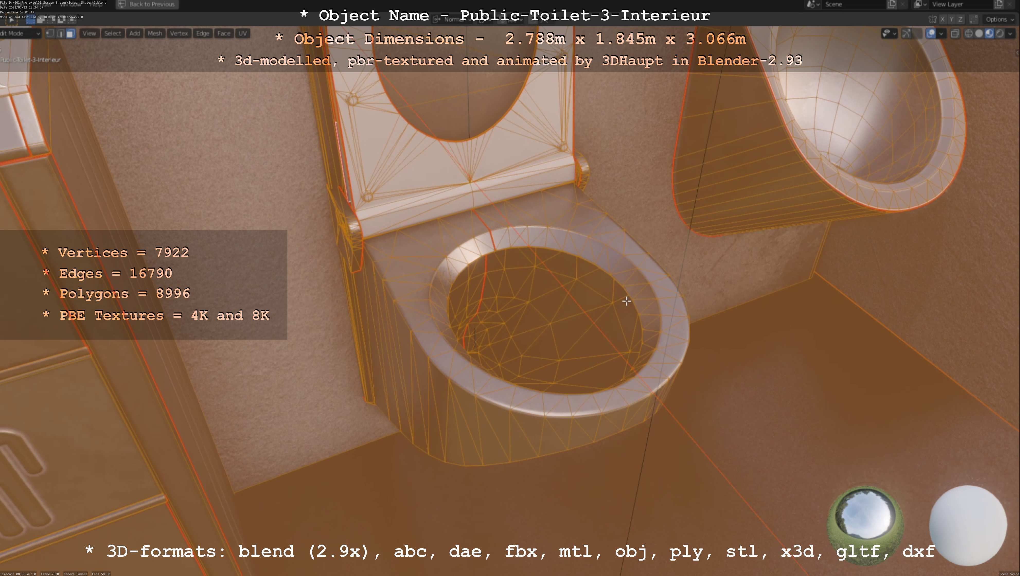 Public Toilet Version 3 - Interior Low-poly 3D model_62