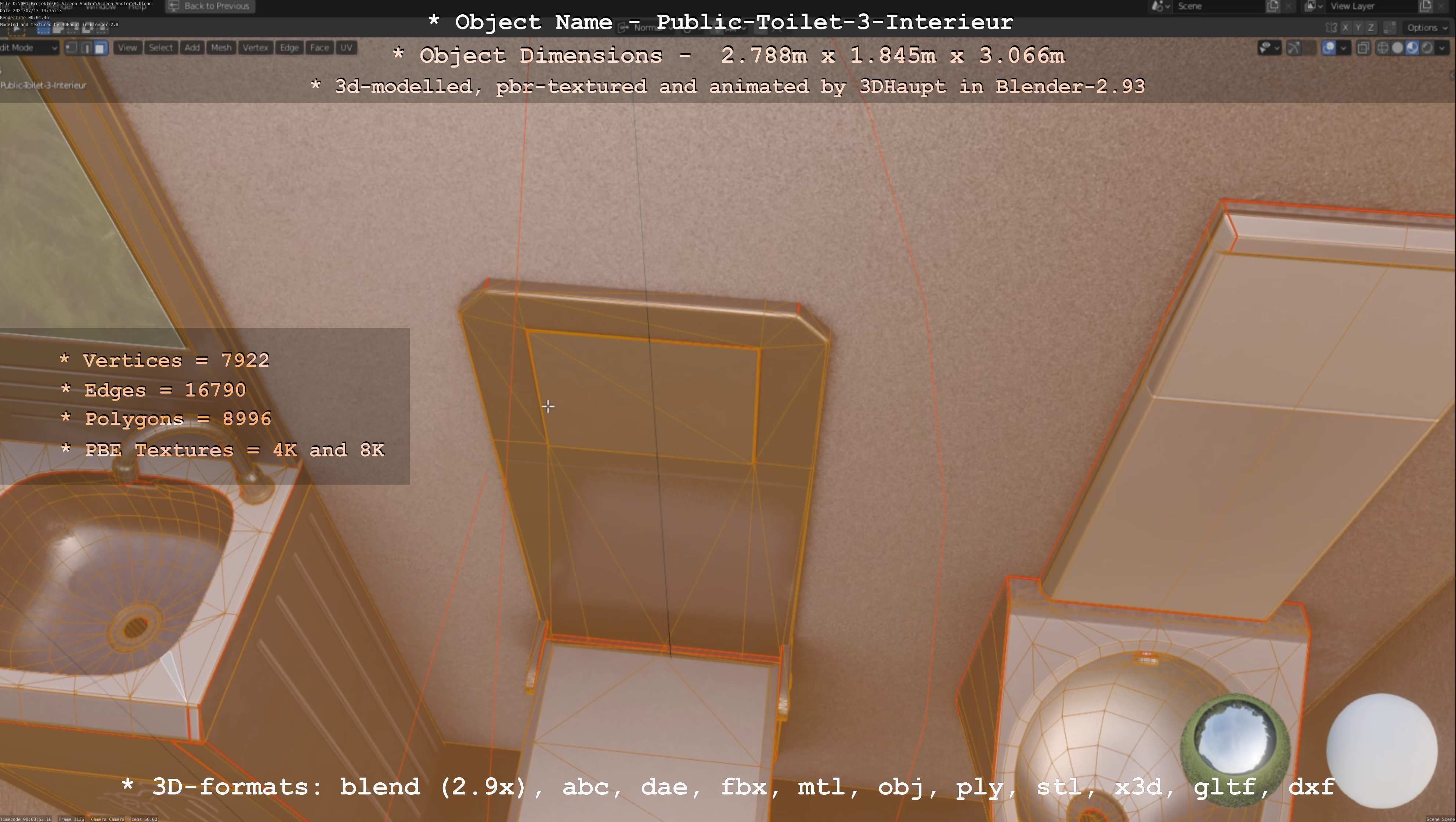 Public Toilet Version 3 - Interior Low-poly 3D model_68