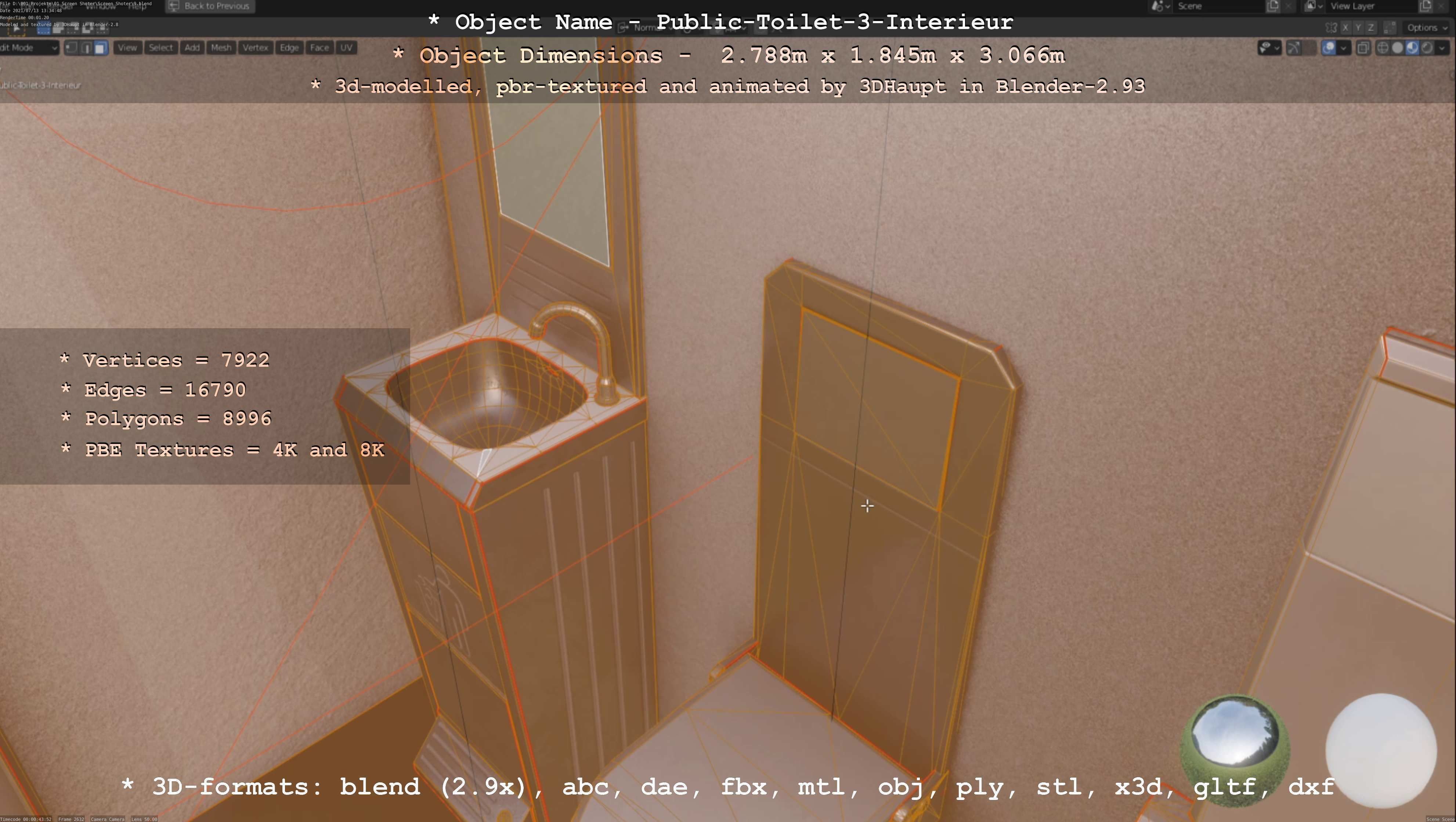 Public Toilet Version 3 - Interior Low-poly 3D model_59