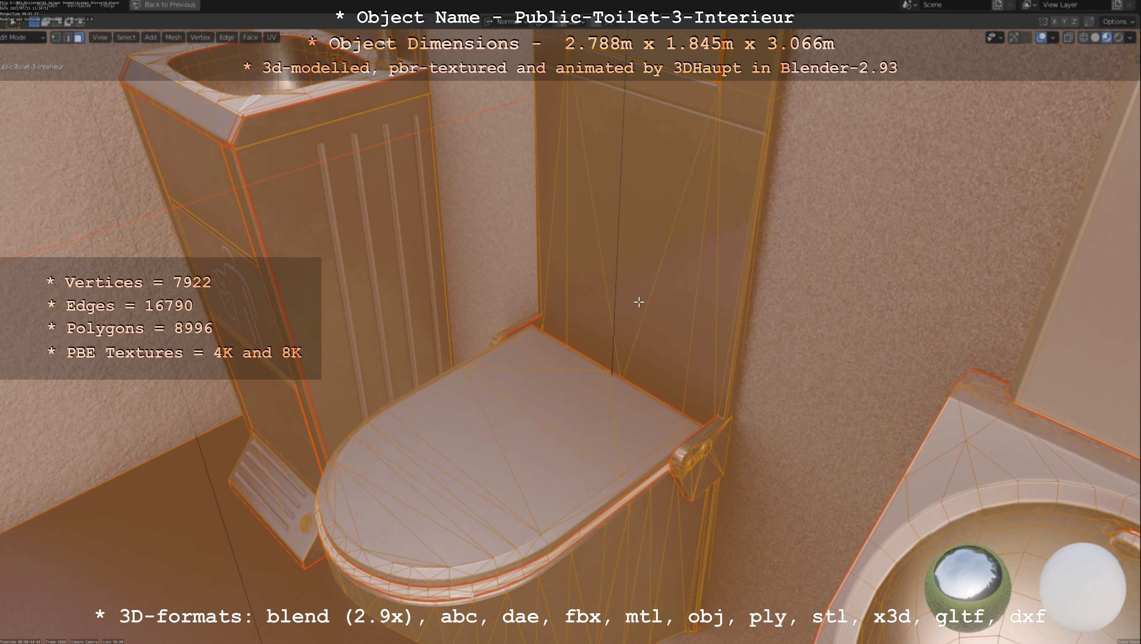 Public Toilet Version 3 - Interior Low-poly 3D model_121