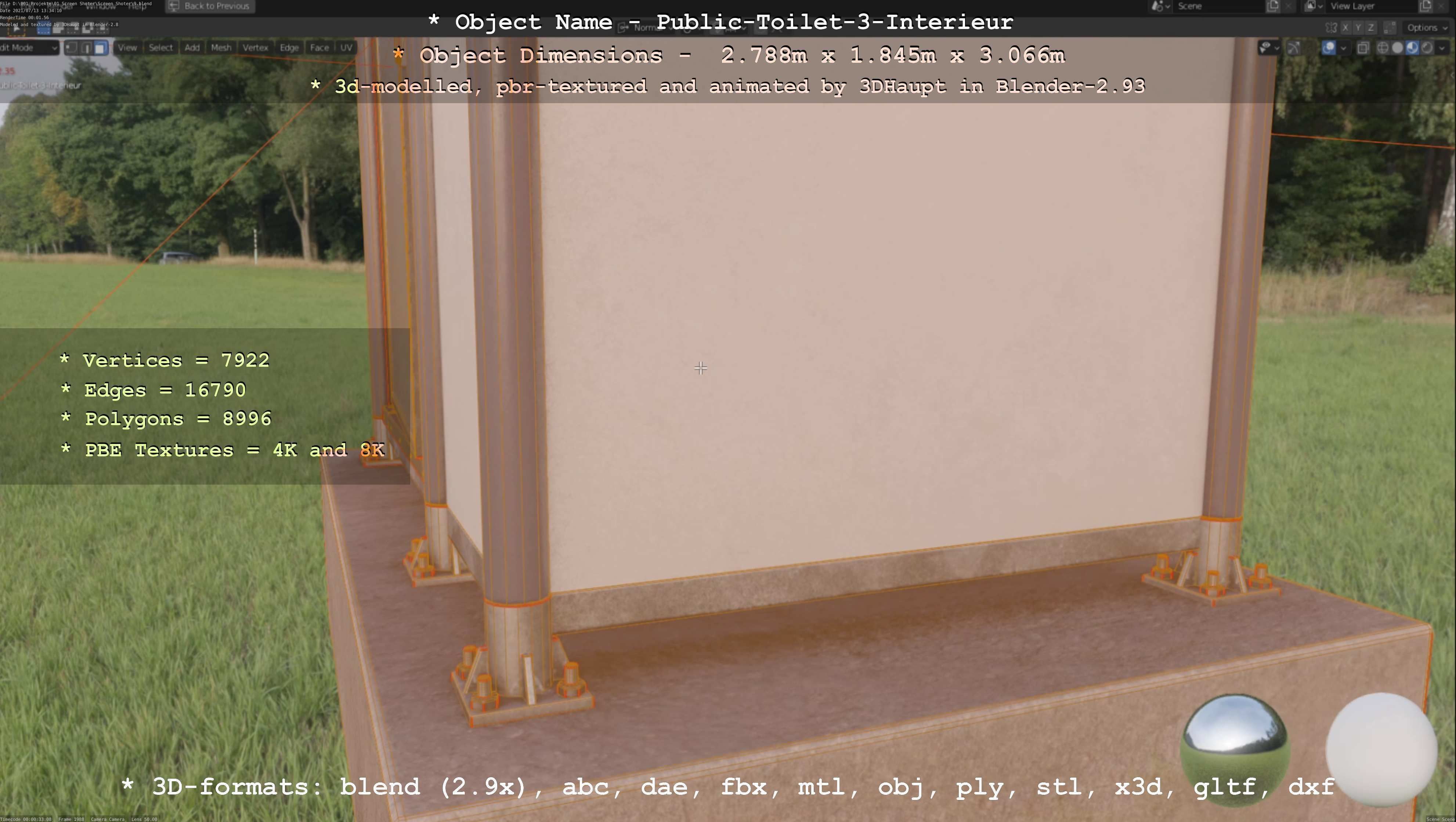 Public Toilet Version 3 - Interior Low-poly 3D model_54