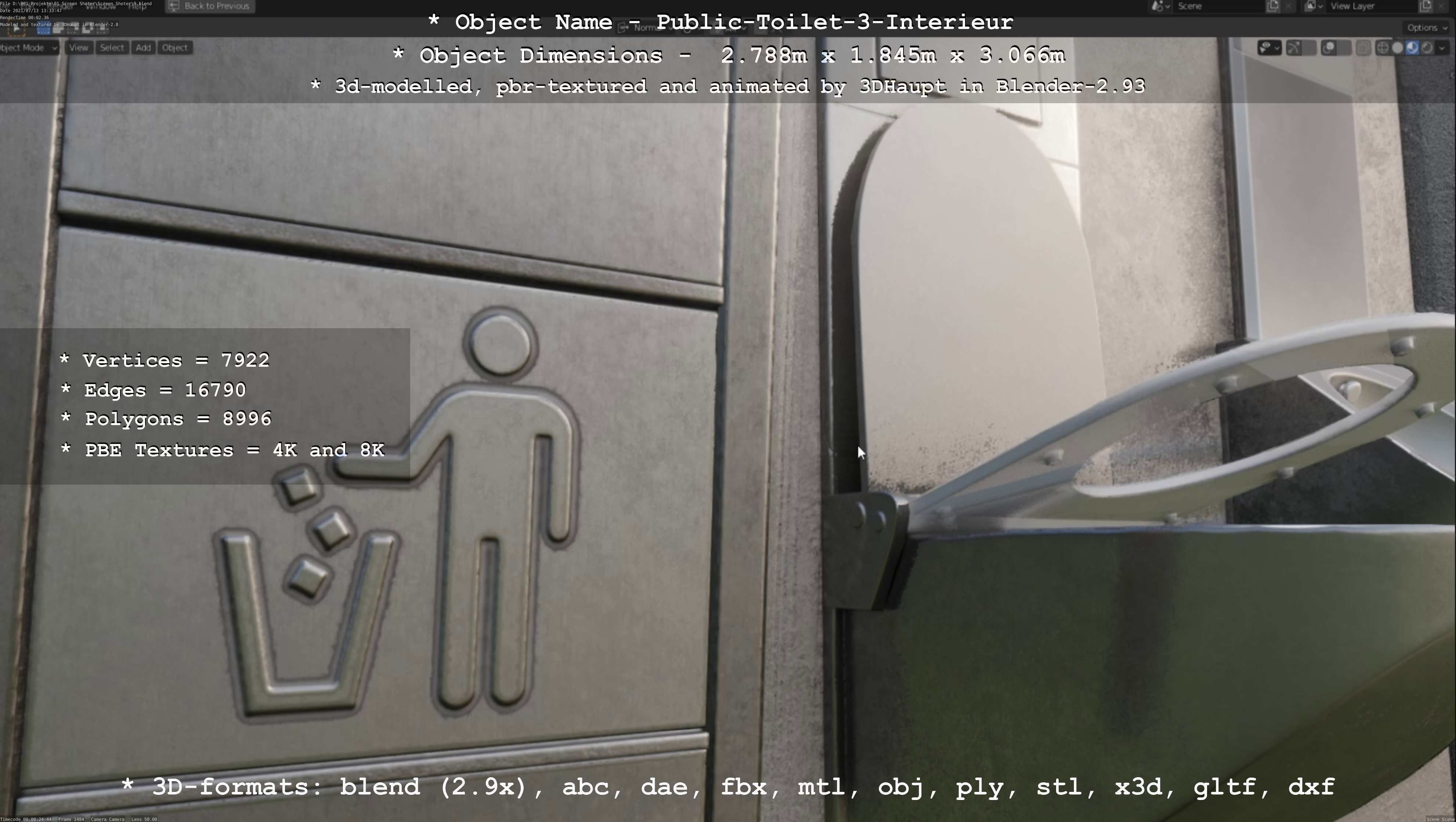 Public Toilet Version 3 - Interior Low-poly 3D model_50