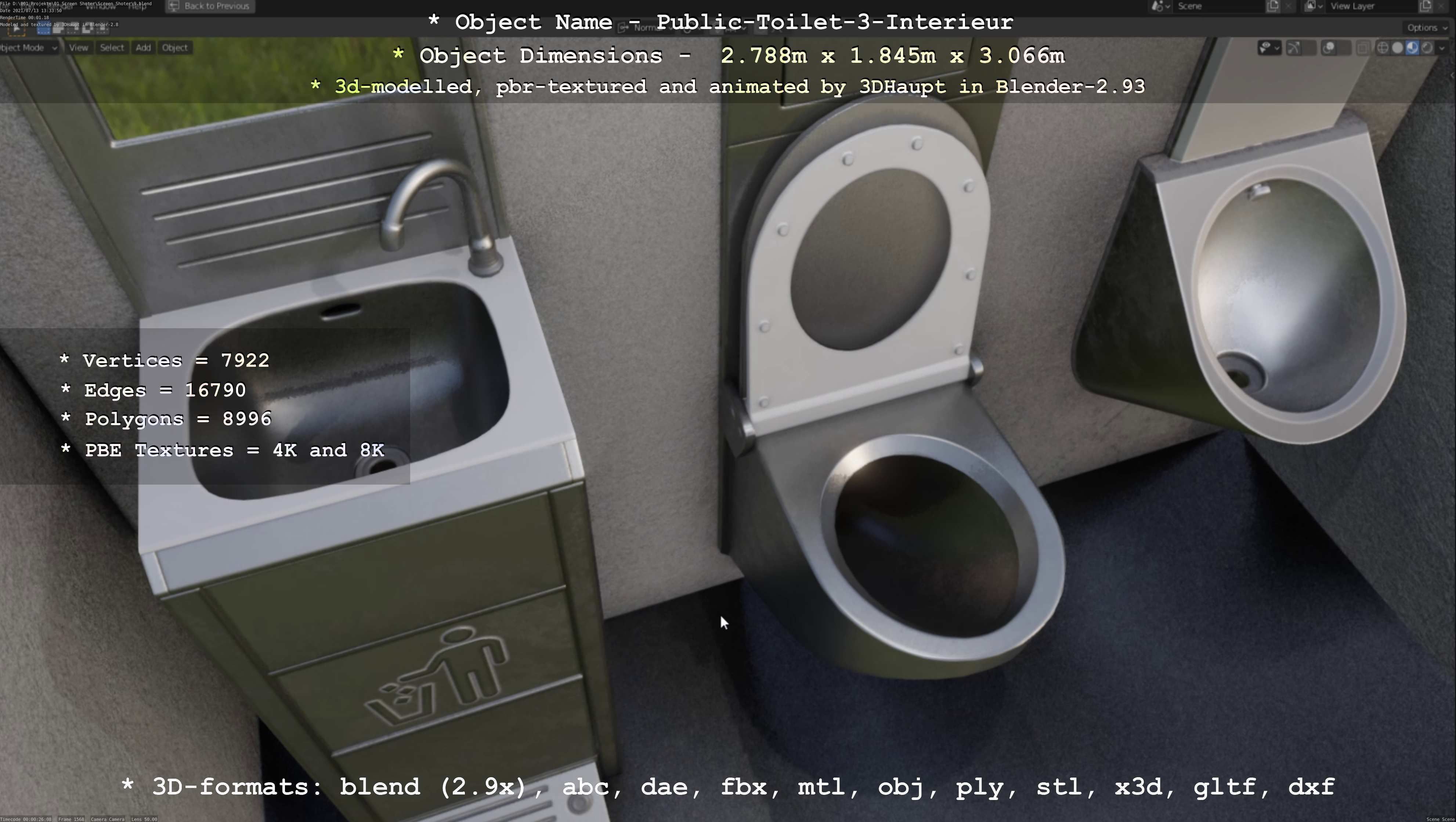 Public Toilet Version 3 - Interior Low-poly 3D model_55