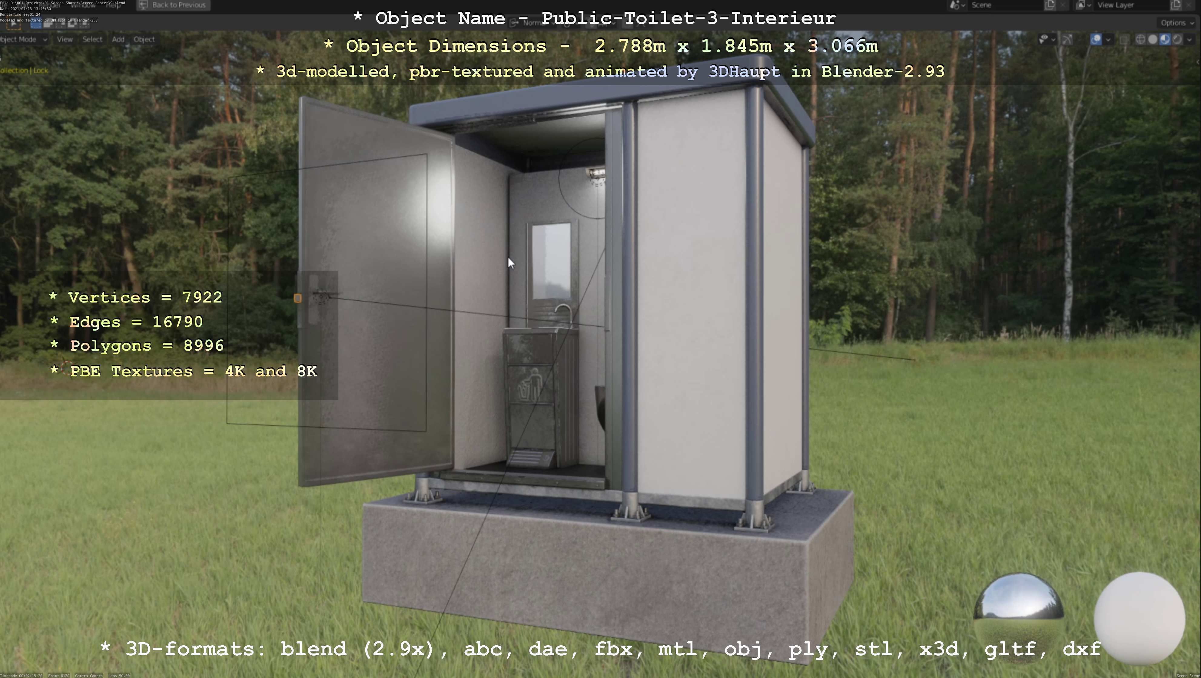 Public Toilet Version 3 - Interior Low-poly 3D model_46