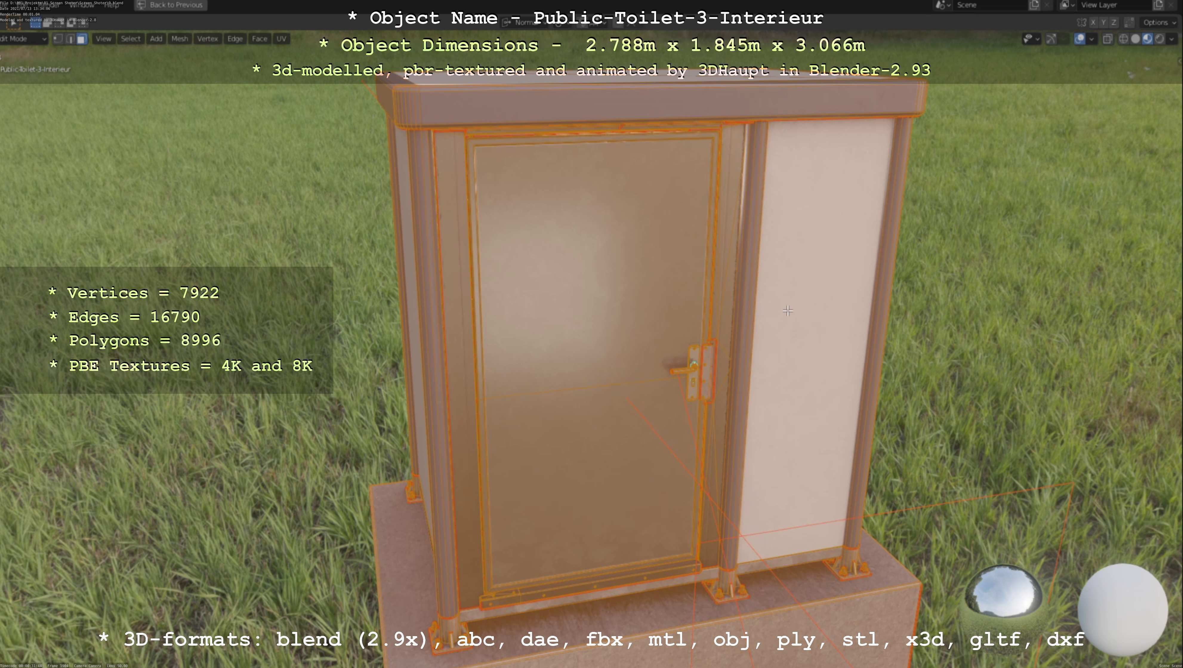 Public Toilet Version 3 - Interior Low-poly 3D model_114