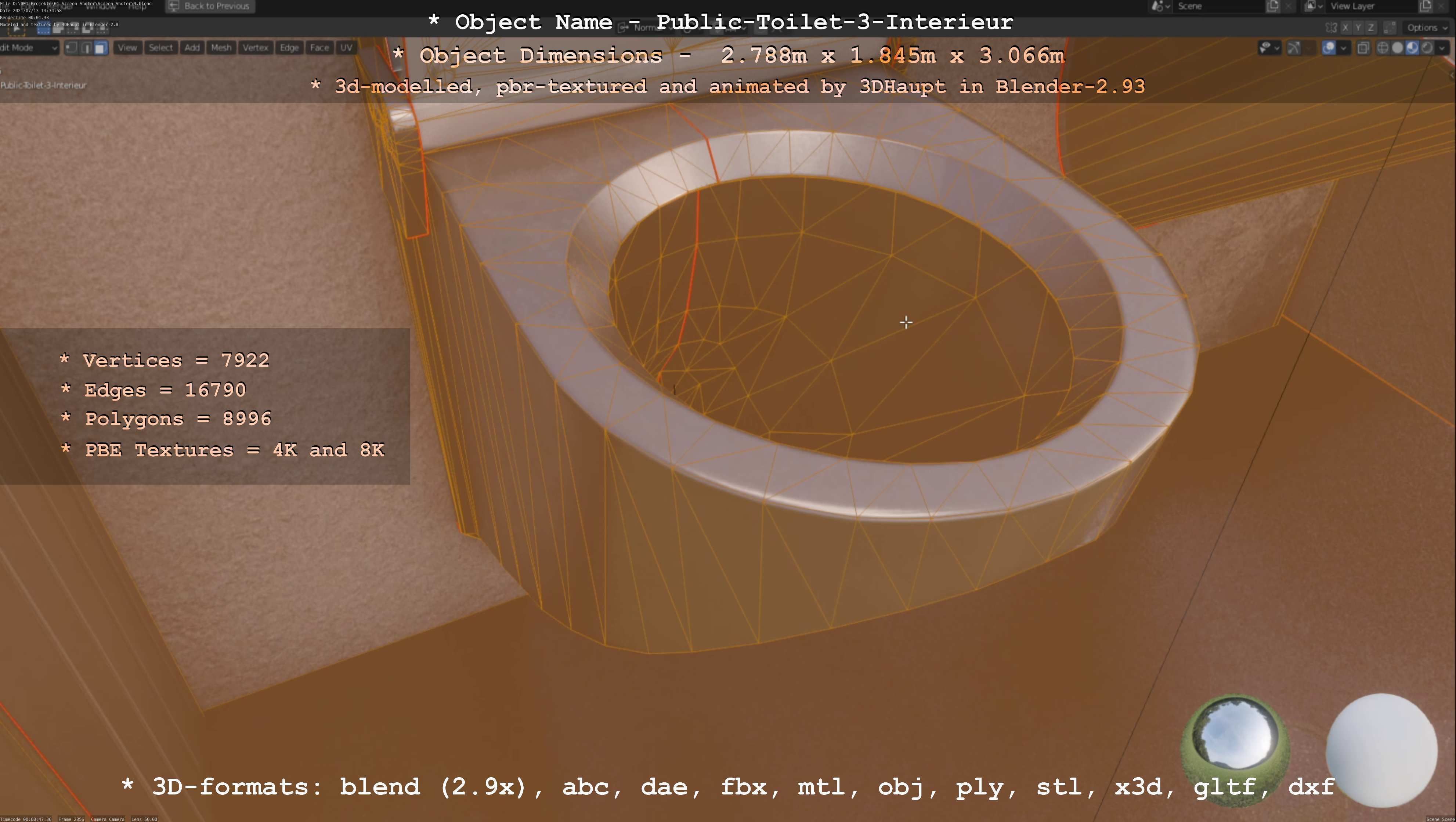 Public Toilet Version 3 - Interior Low-poly 3D model_66
