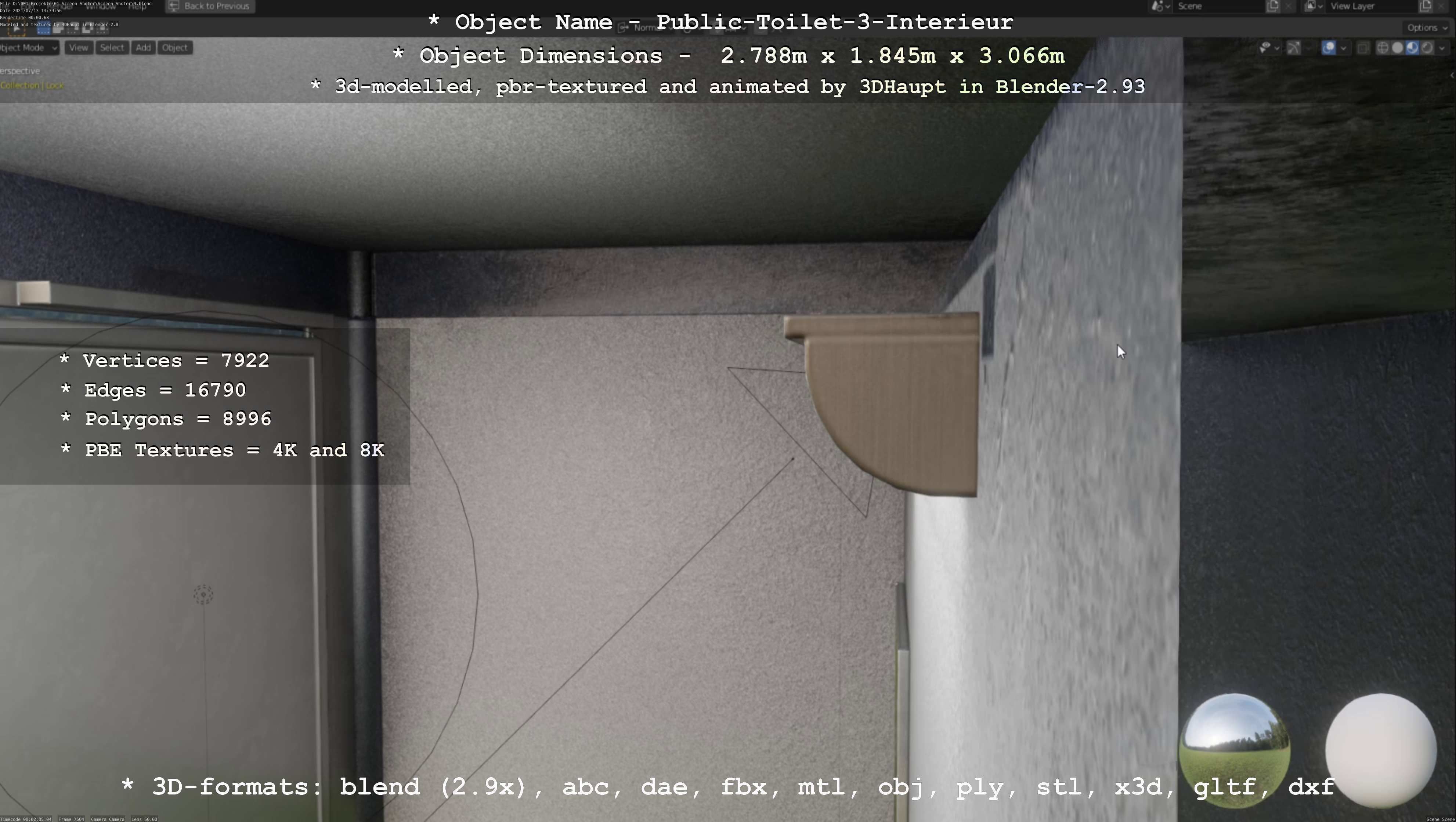 Public Toilet Version 3 - Interior Low-poly 3D model_34