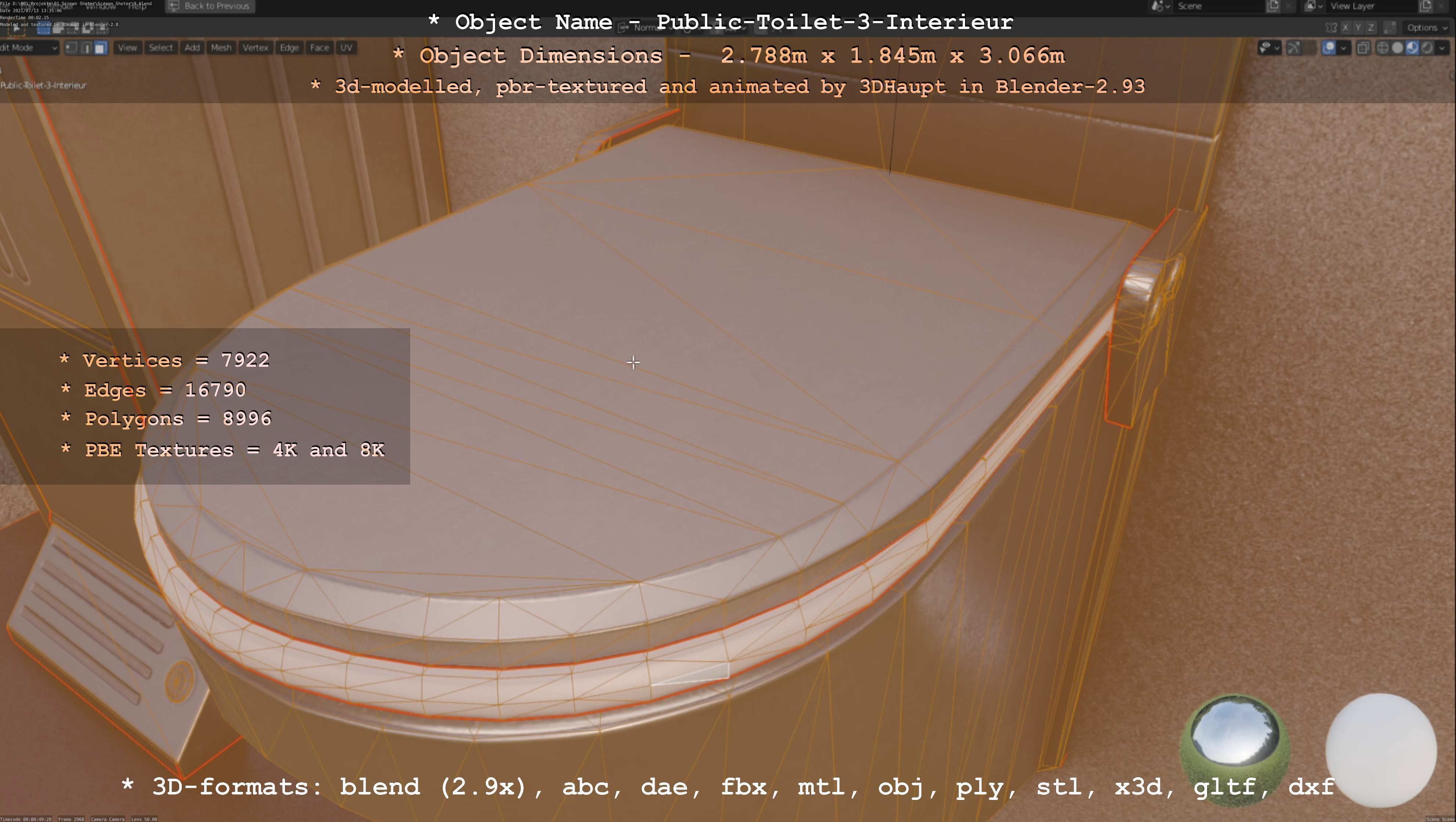 Public Toilet Version 3 - Interior Low-poly 3D model_63