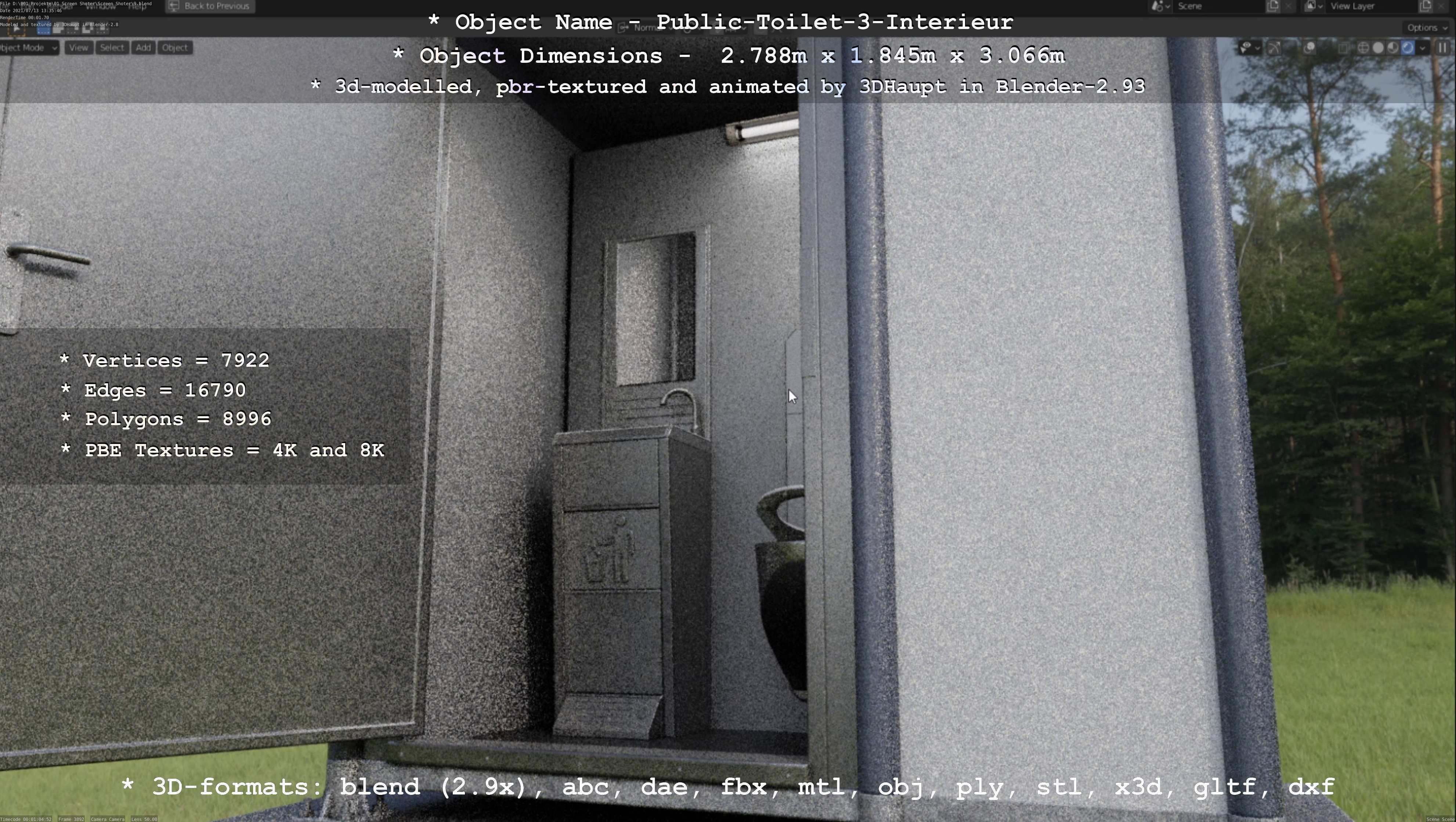 Public Toilet Version 3 - Interior Low-poly 3D model_73