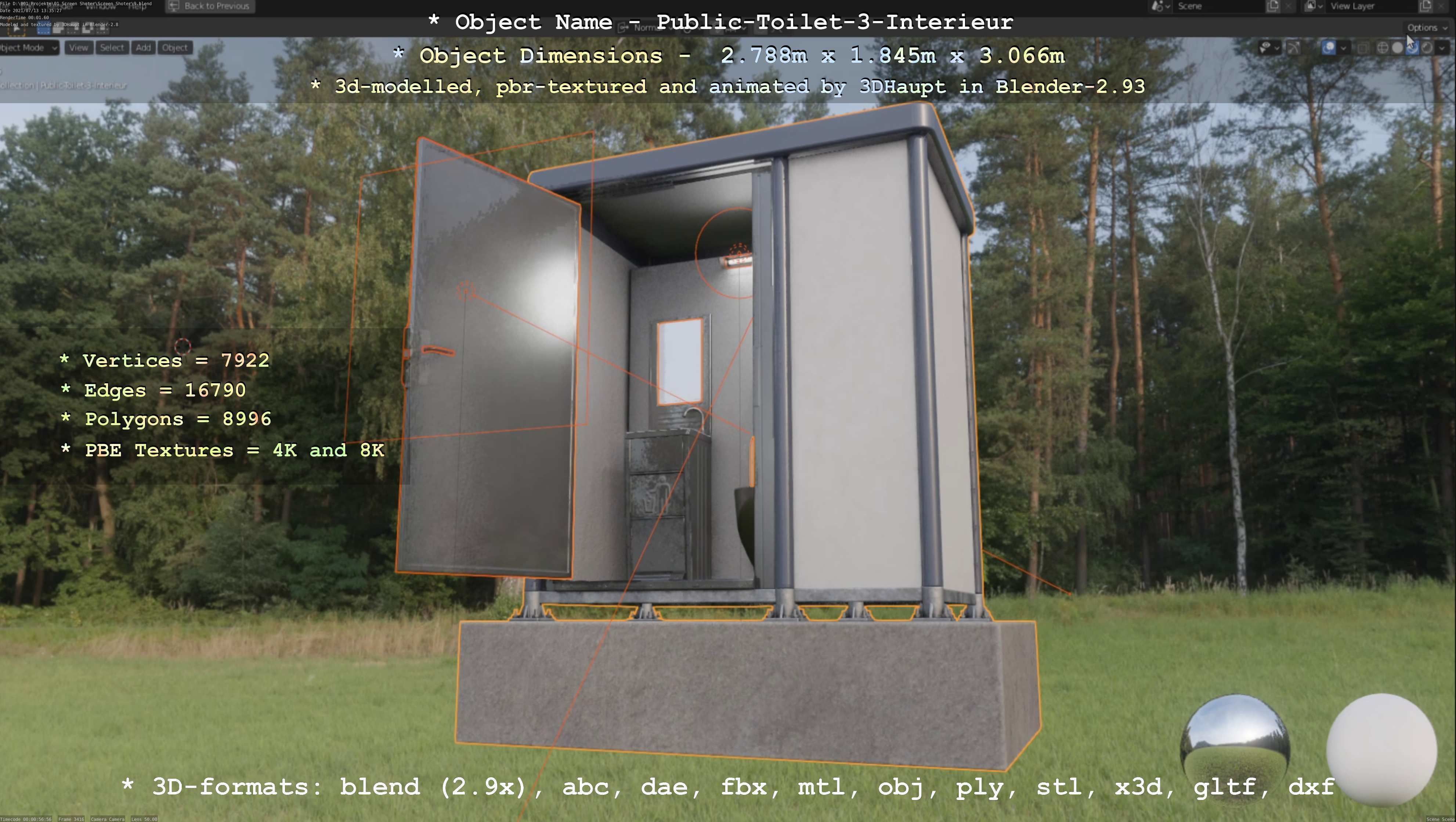 Public Toilet Version 3 - Interior Low-poly 3D model_118