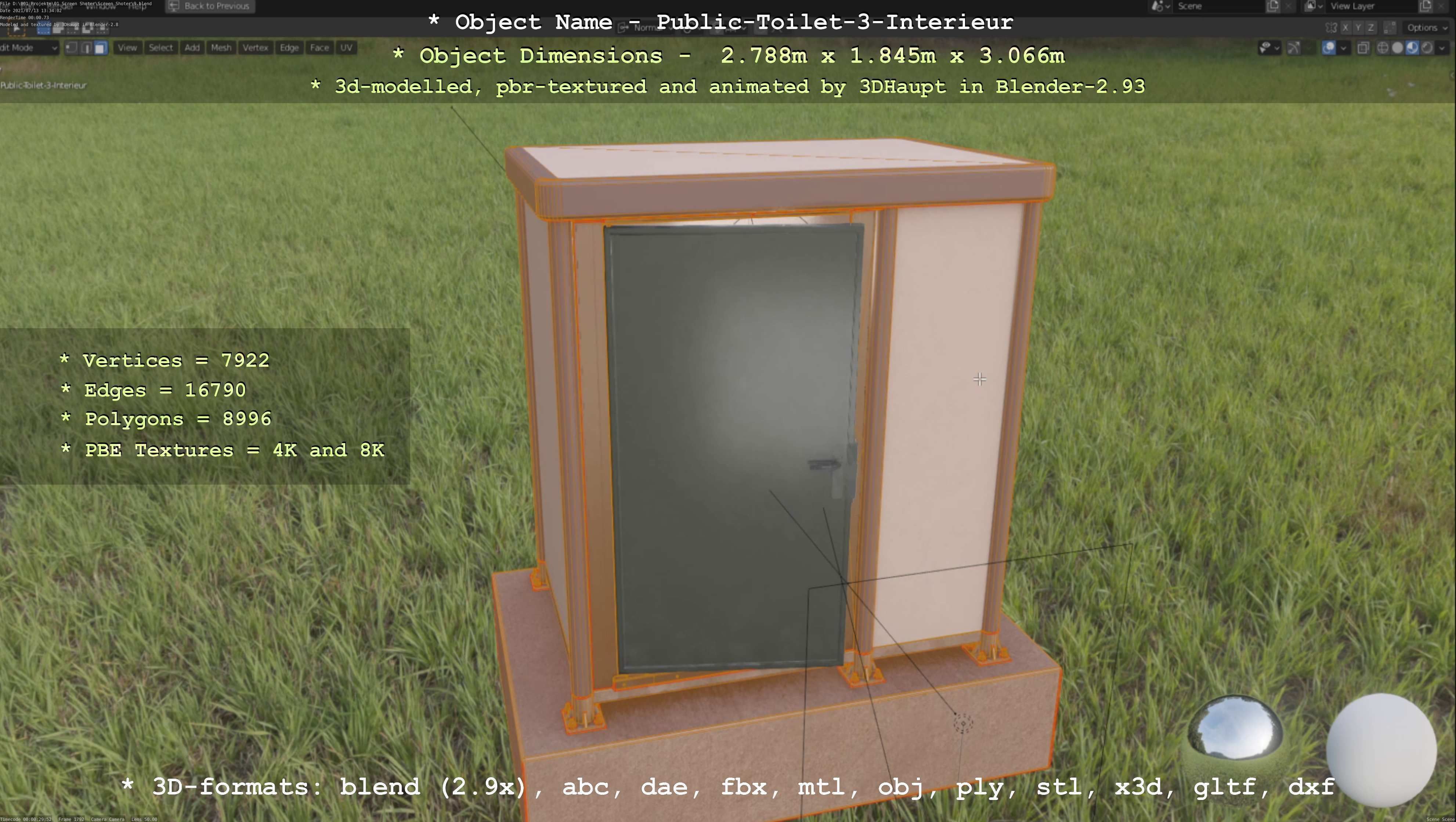 Public Toilet Version 3 - Interior Low-poly 3D model_111