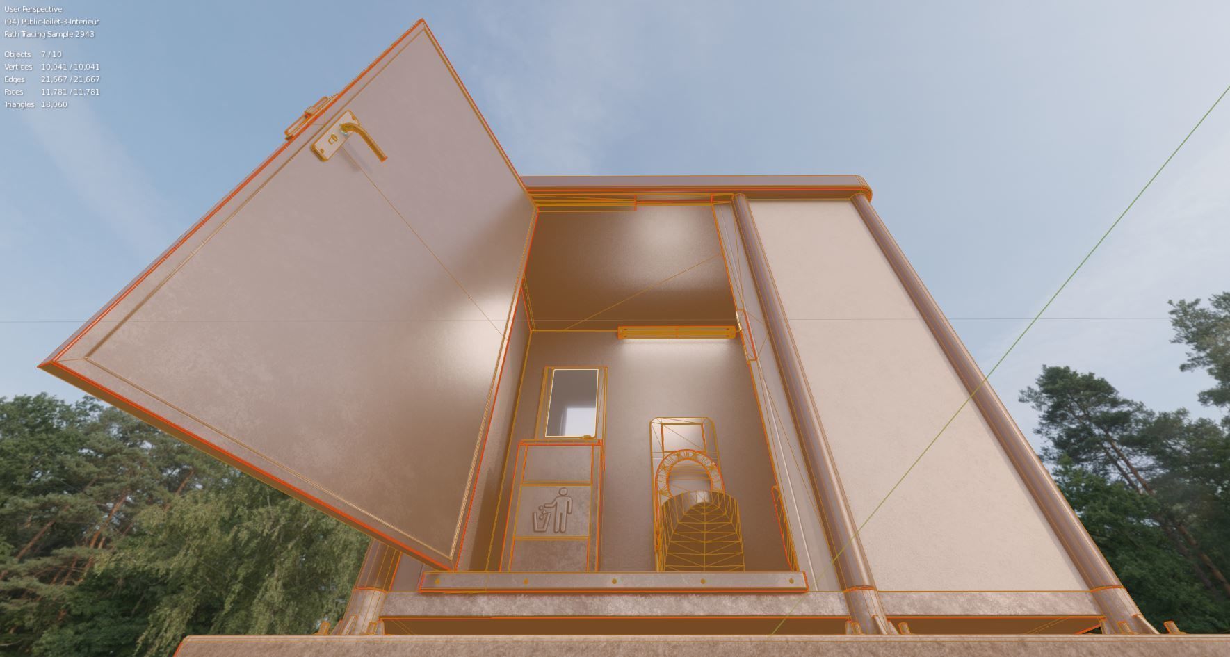 Public Toilet Version 3 - Interior Low-poly 3D model_17