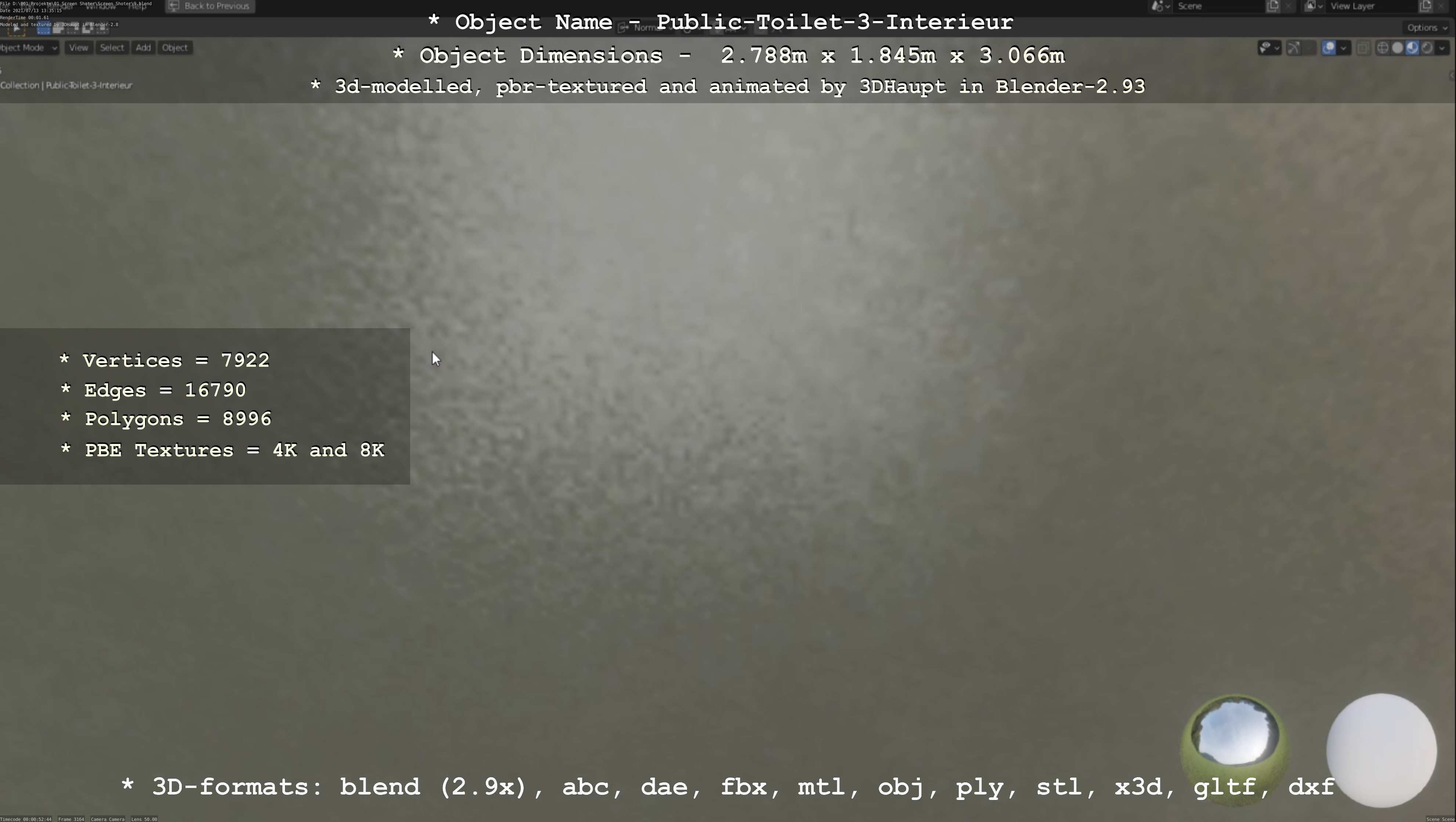 Public Toilet Version 3 - Interior Low-poly 3D model_116