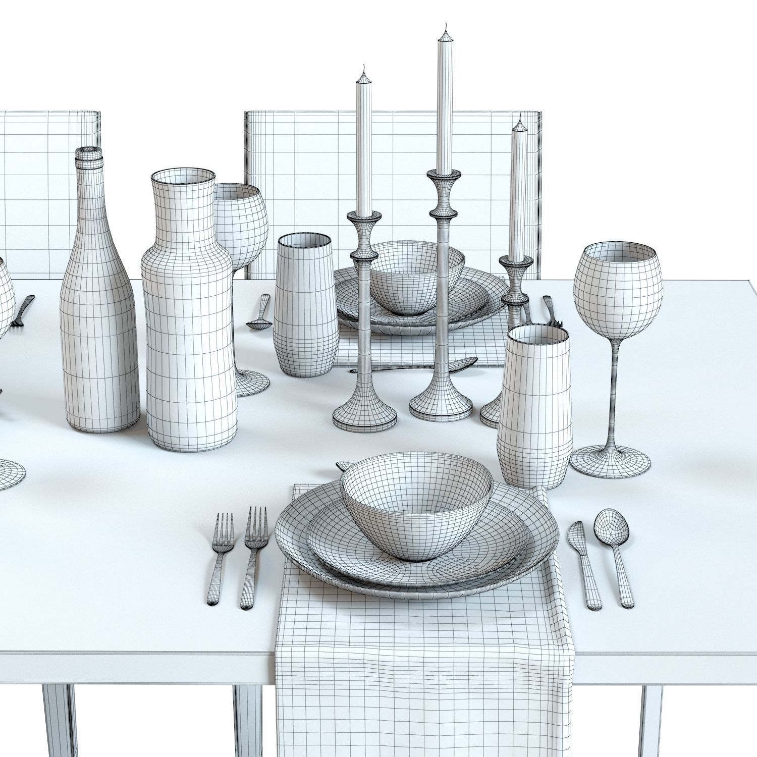 Table Set 01 - Crate and Barrel - Lilies - Roasted Chicken 3D model_10