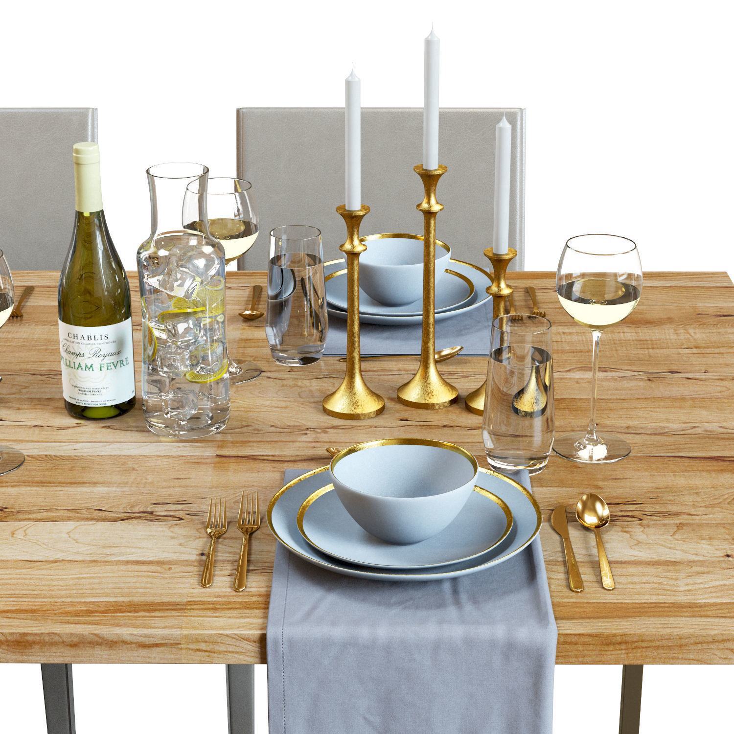 Table Set 01 - Crate and Barrel - Lilies - Roasted Chicken 3D model_9