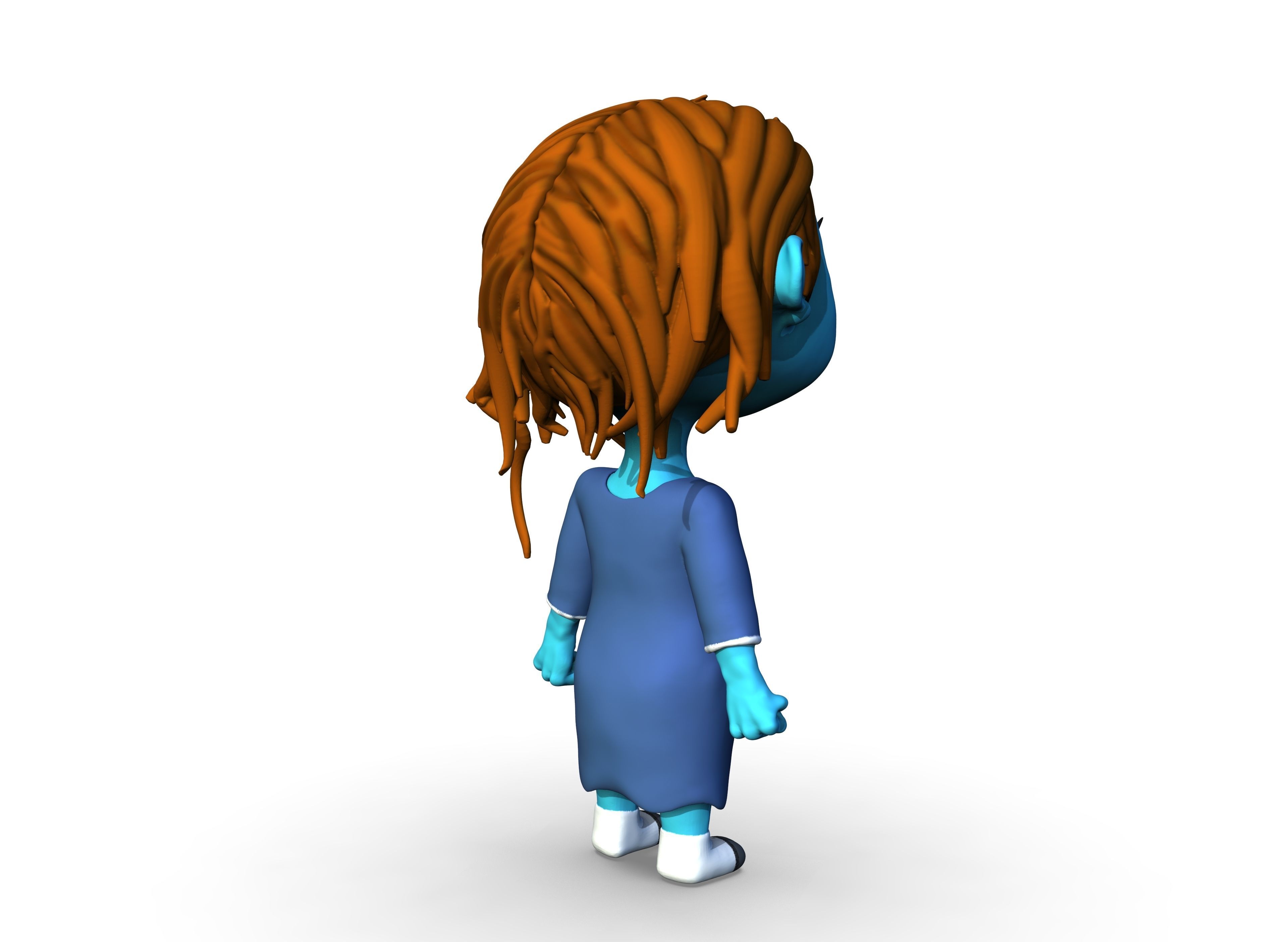 Cartoon character horror girl 3D print model_3