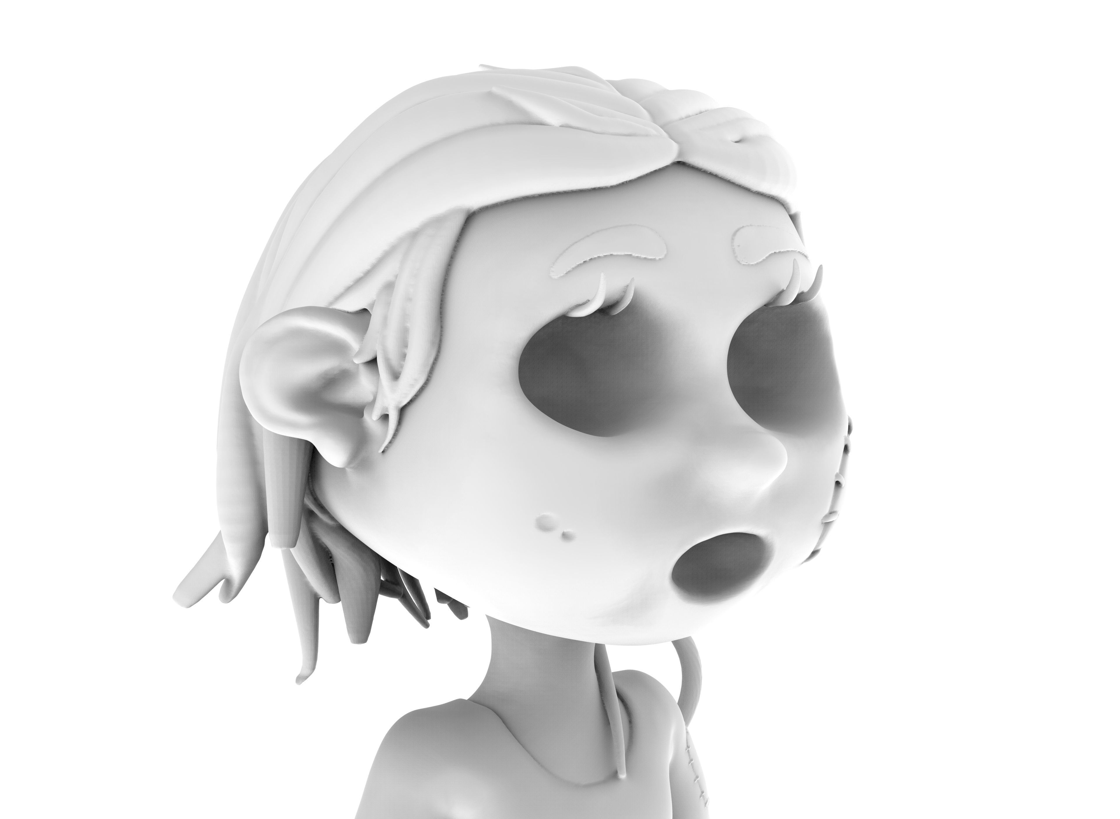 Cartoon character horror girl 3D print model_12