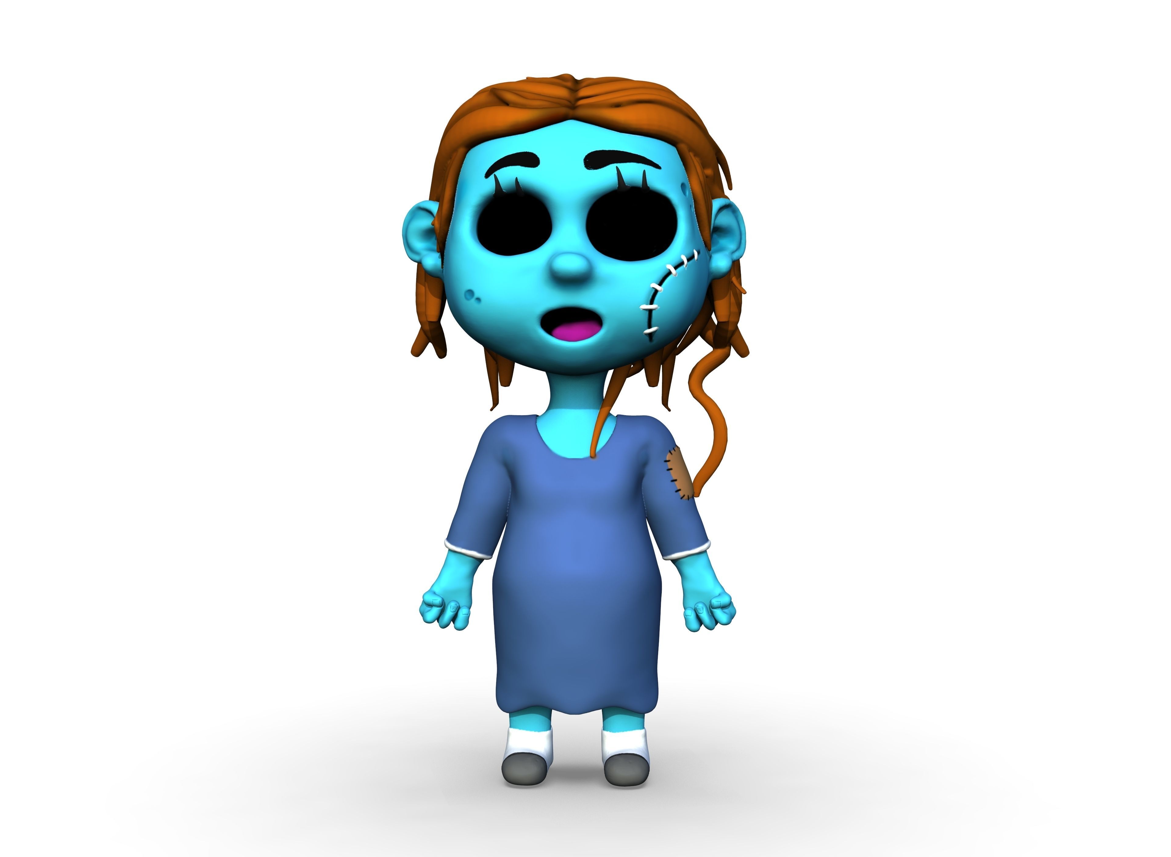 Cartoon character horror girl 3D print model_0