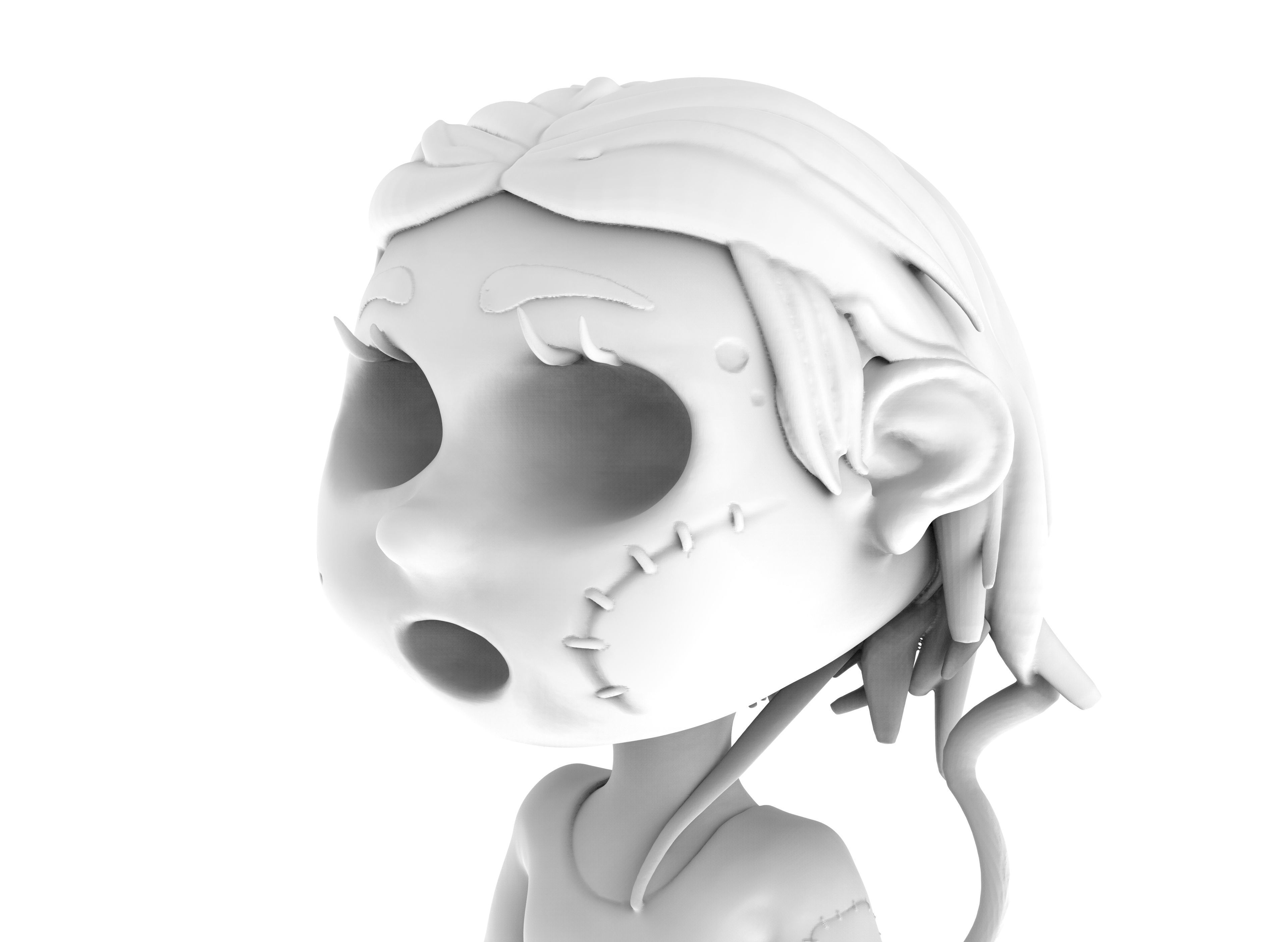 Cartoon character horror girl 3D print model_10
