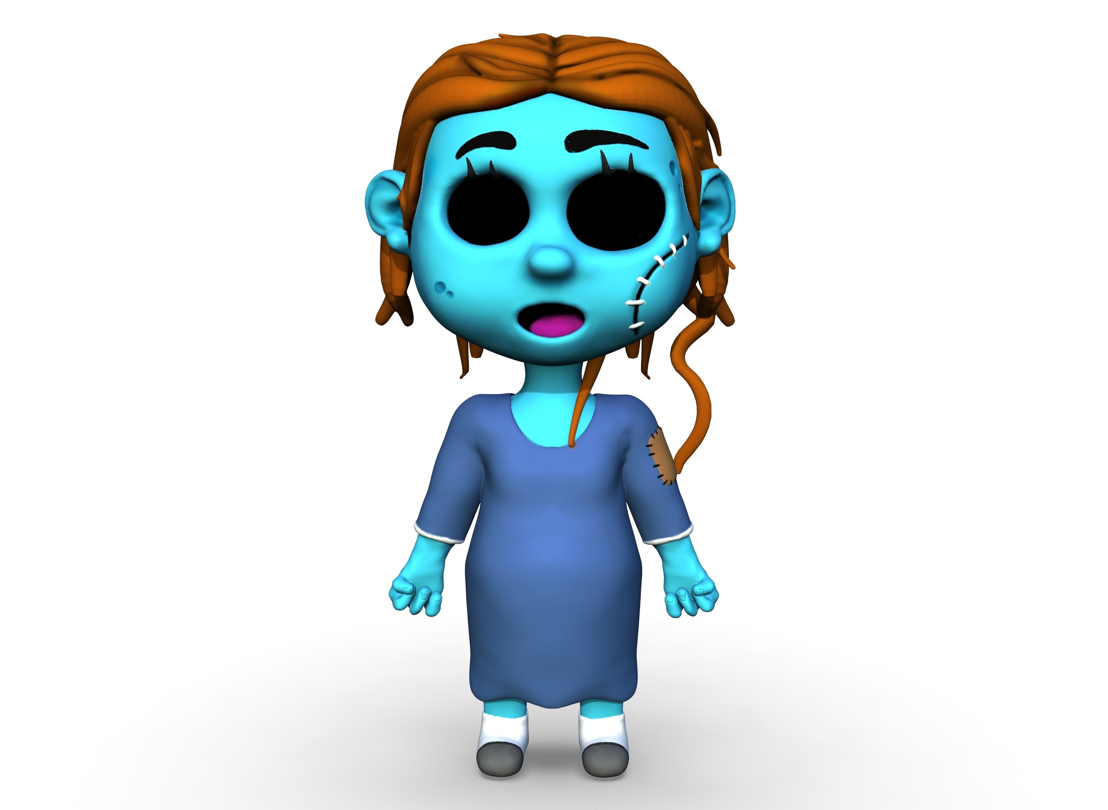 Cartoon character horror girl 3D print model_7