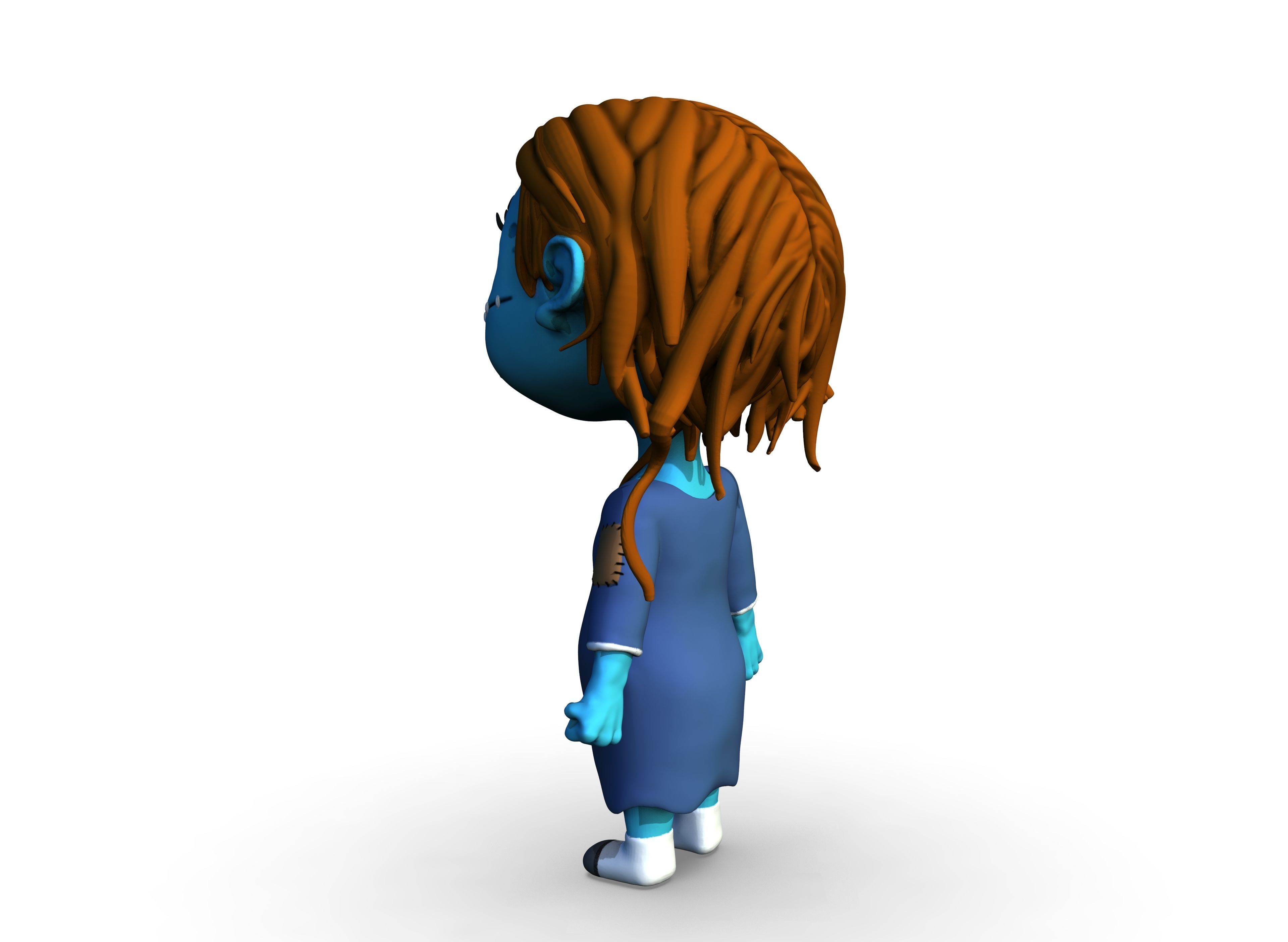 Cartoon character horror girl 3D print model_4