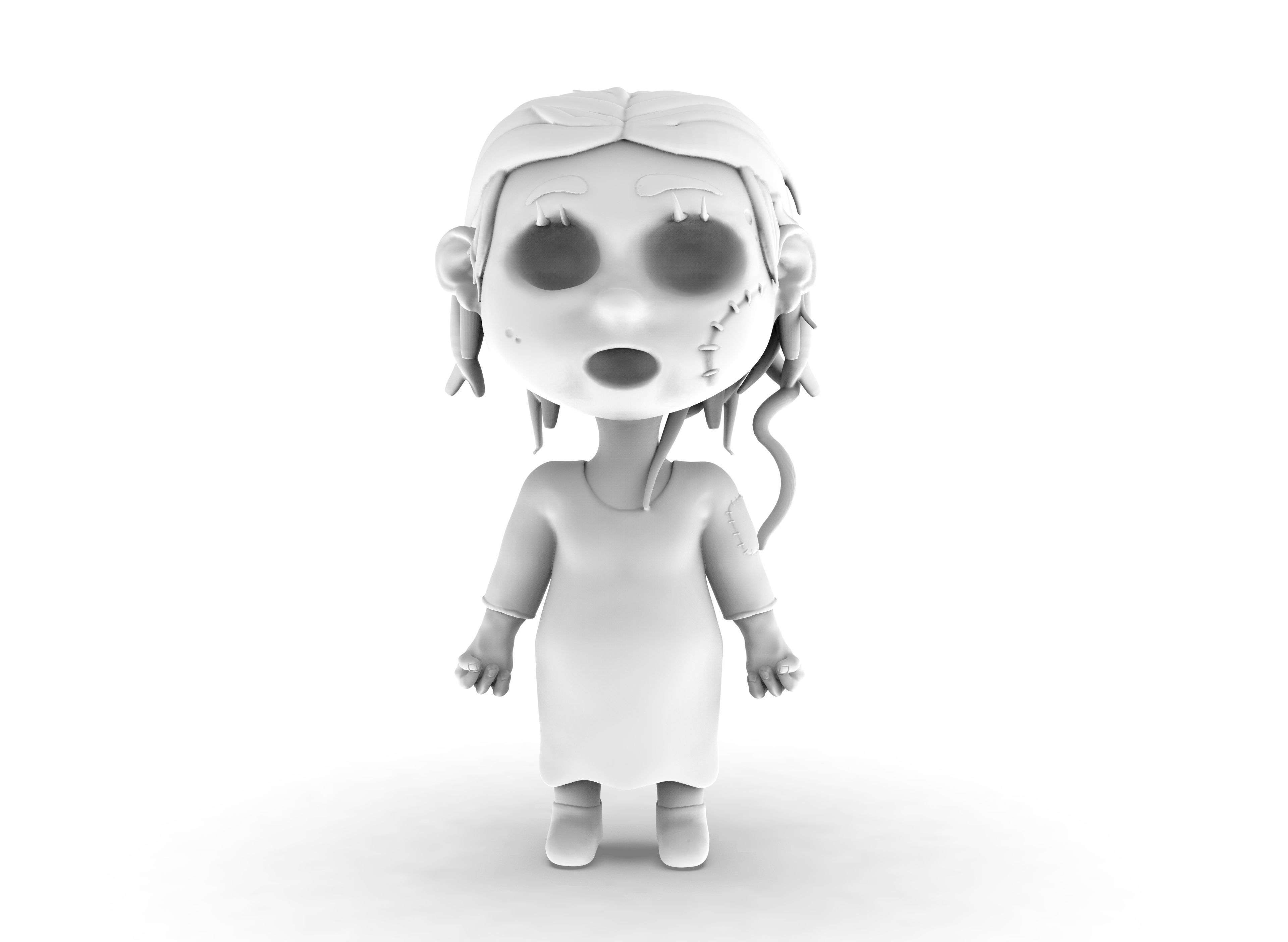 Cartoon character horror girl 3D print model_1