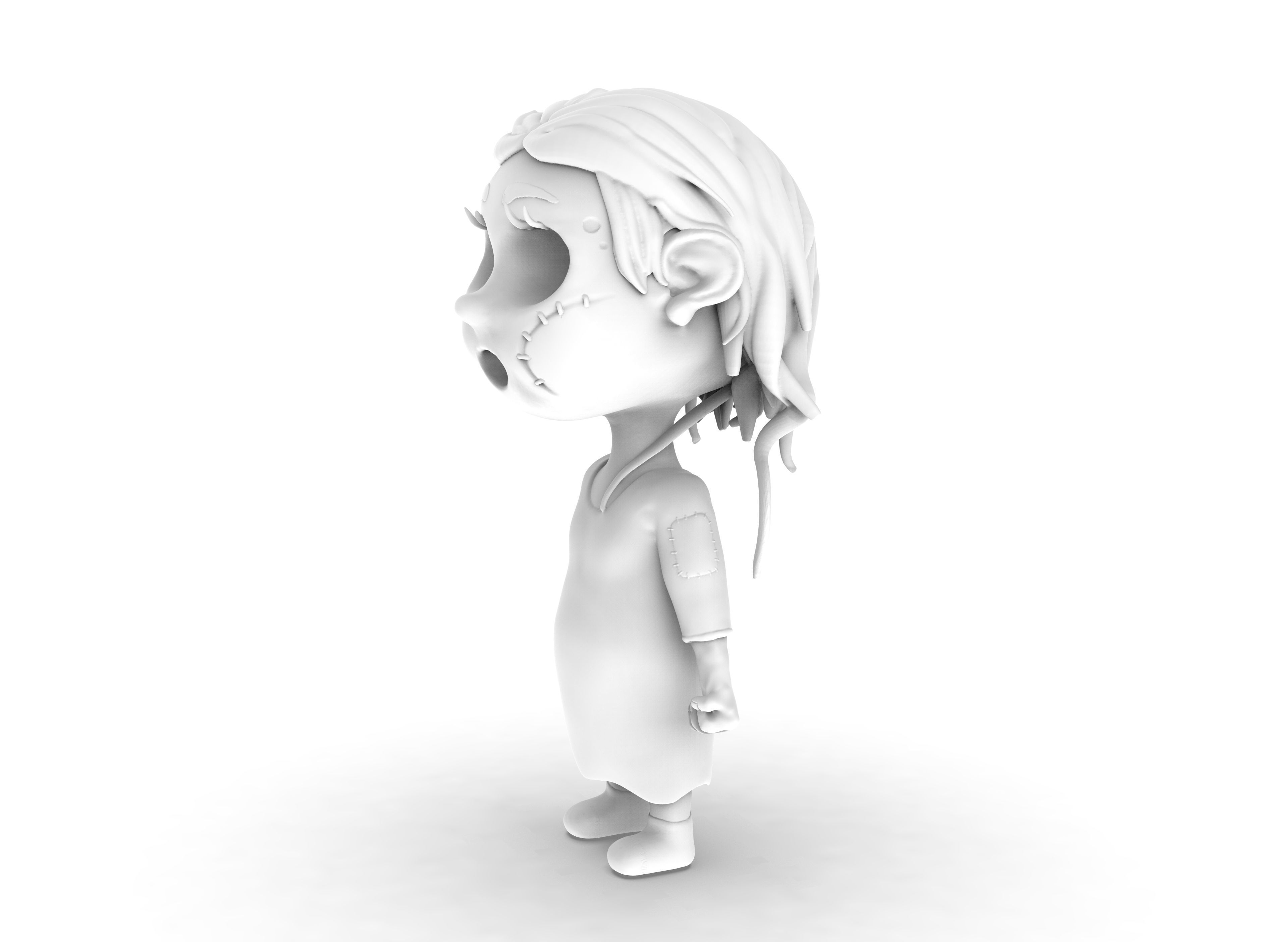 Cartoon character horror girl 3D print model_8